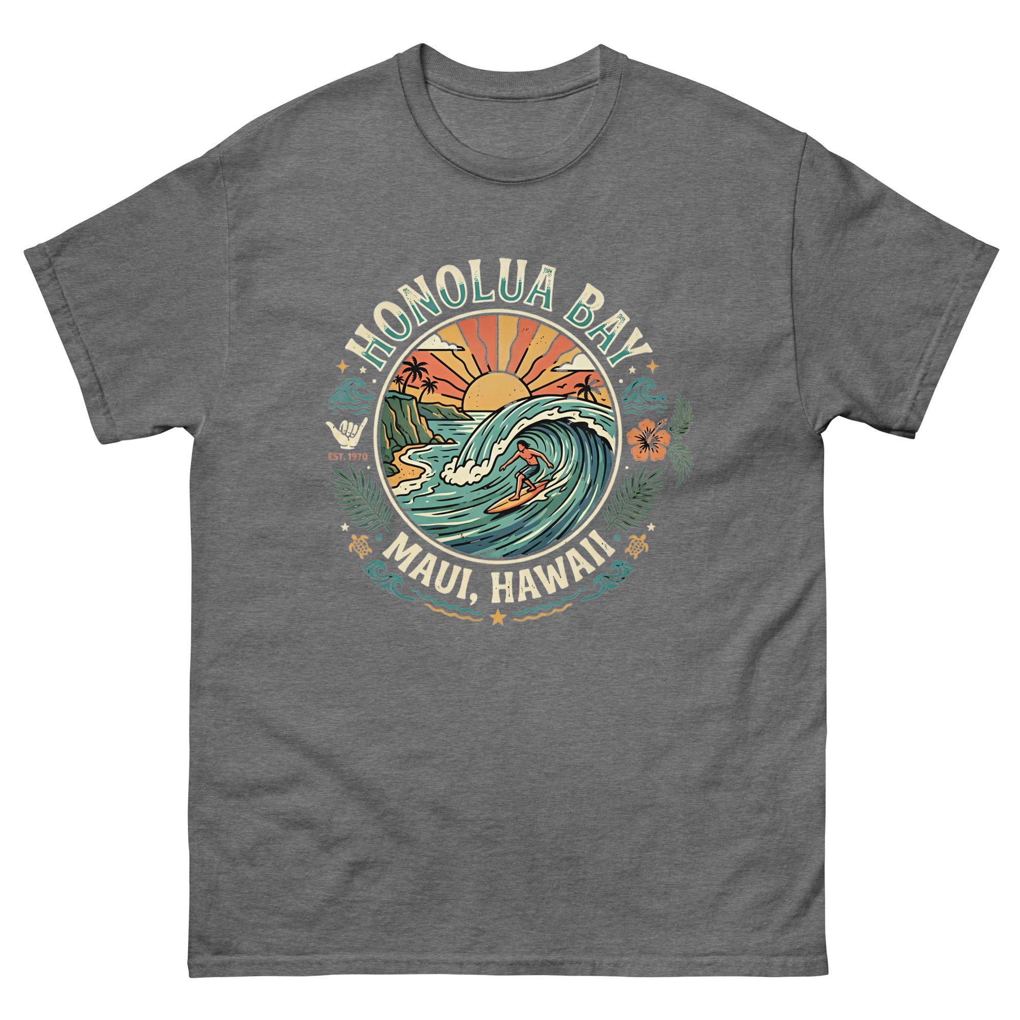 Honolua Bay Maui Hawaii Hawaiian t-shirt design on a Graphite Heather unisex tee