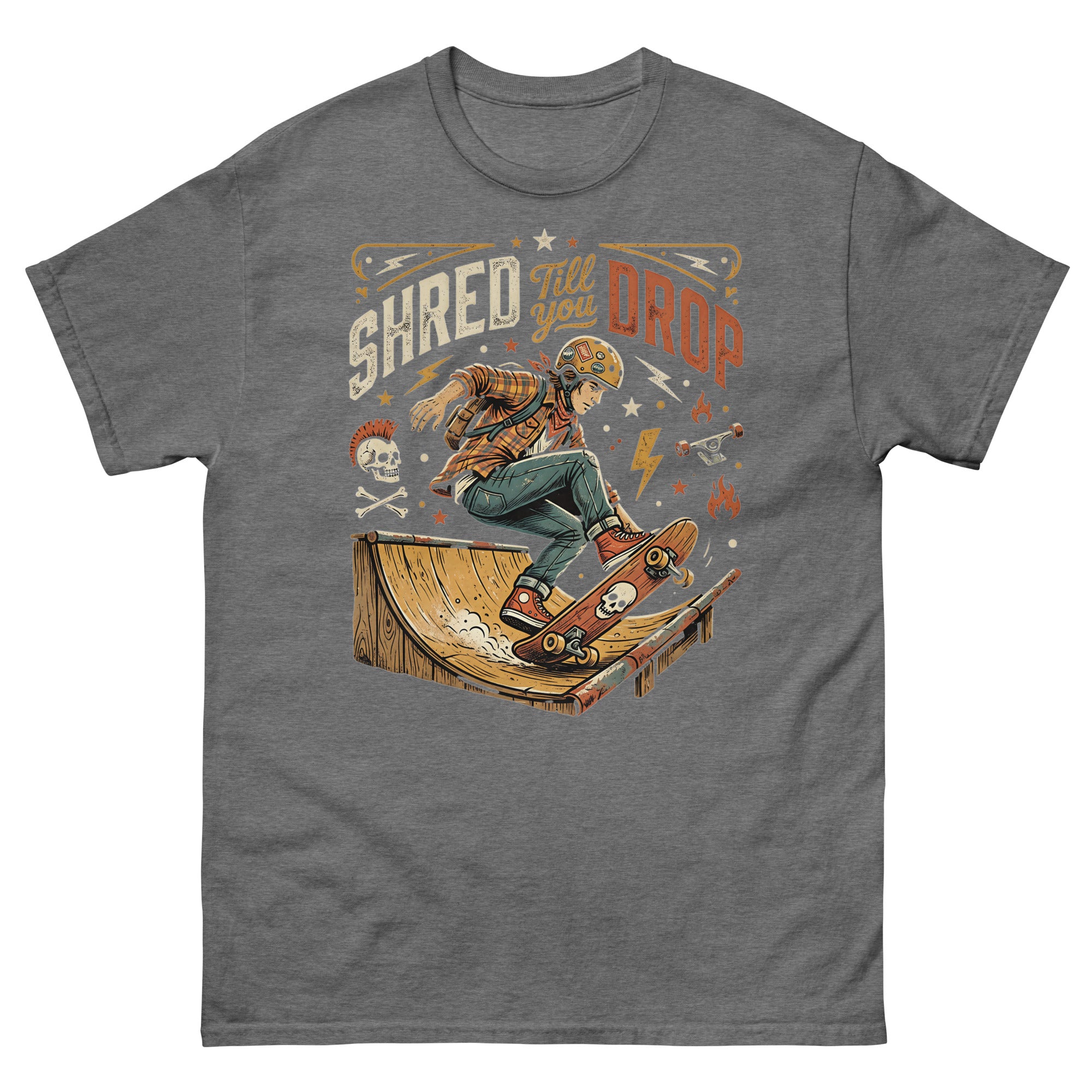 Skate for Life v3 Hawaiian t-shirt design on a Graphite Heather unisex tee