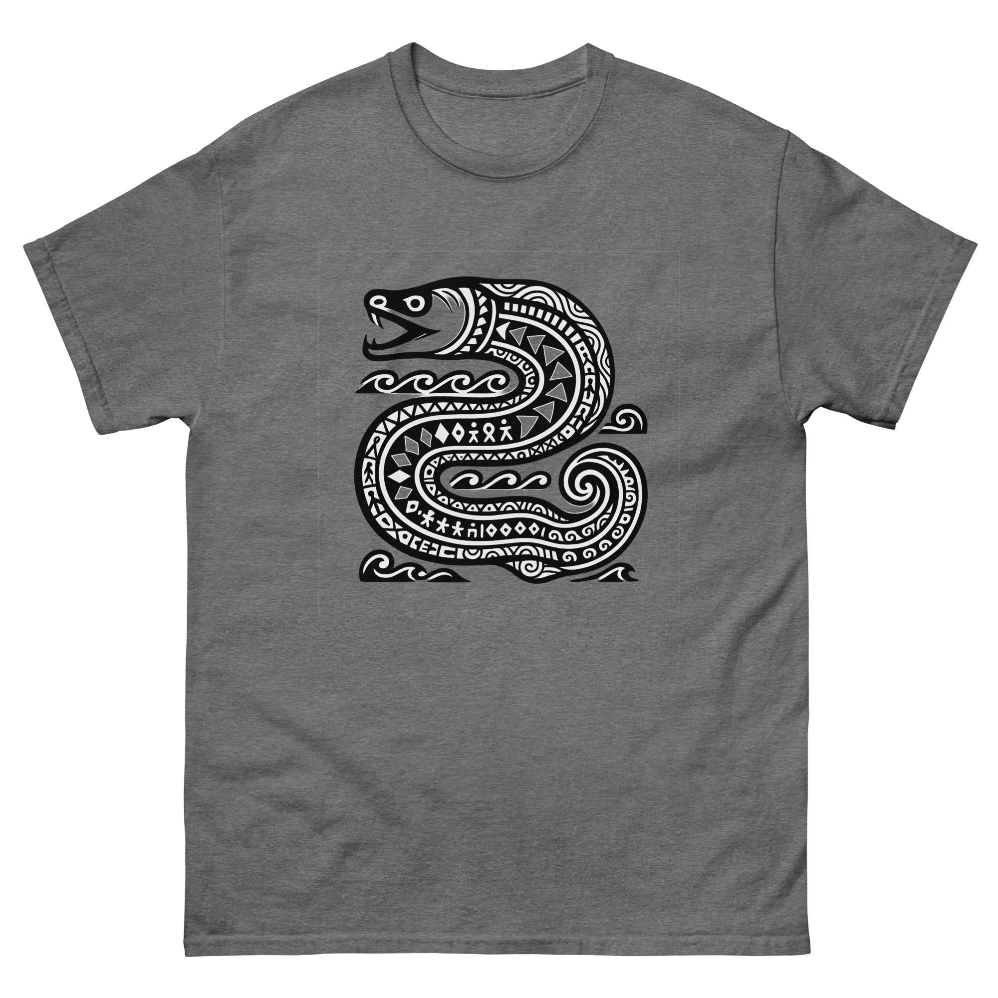 Puhi Eel Hawaiian T-Shirt Hawaiian t-shirt design on a Graphite Heather unisex tee