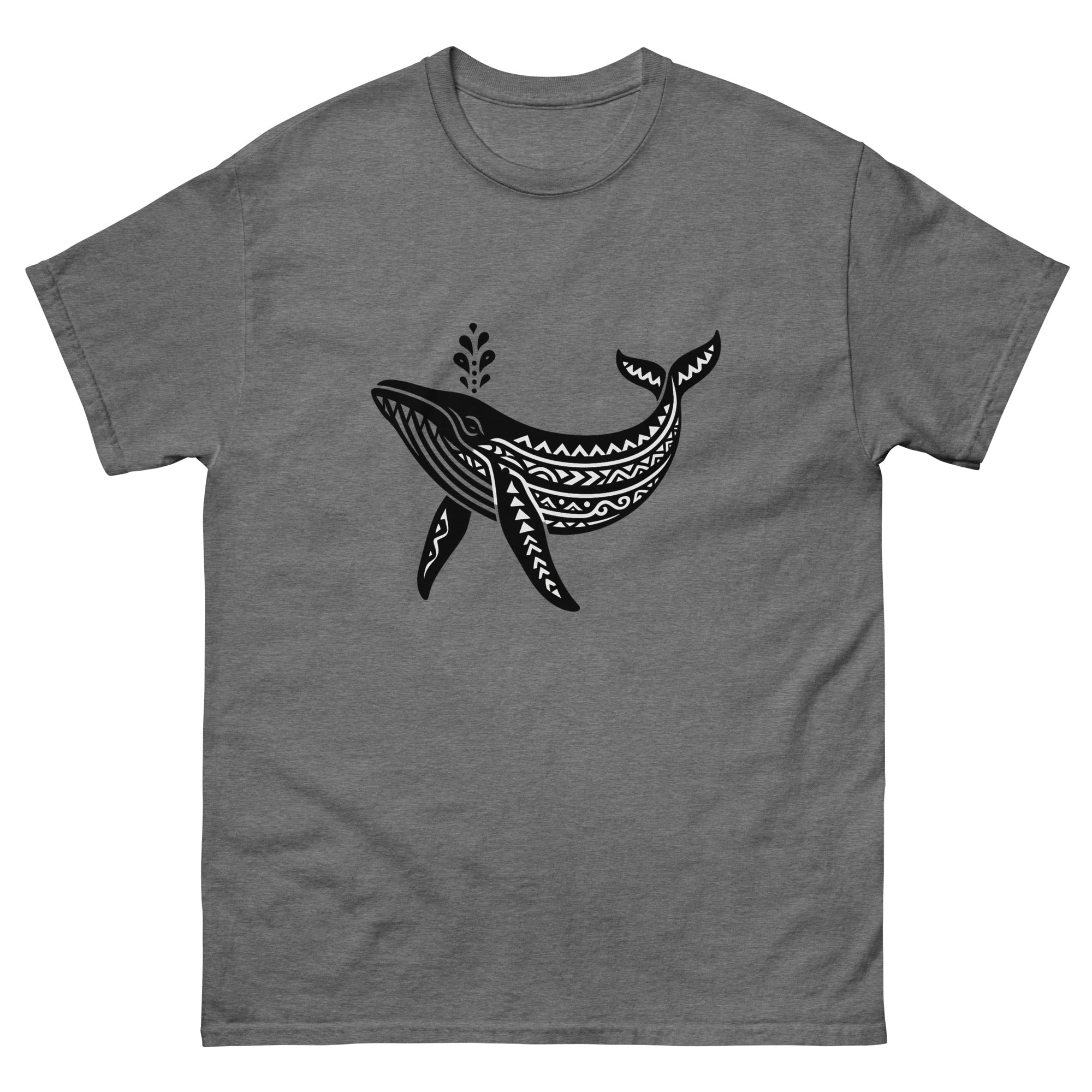Kohola Whale Hawaiian t-shirt design on a Graphite Heather unisex tee