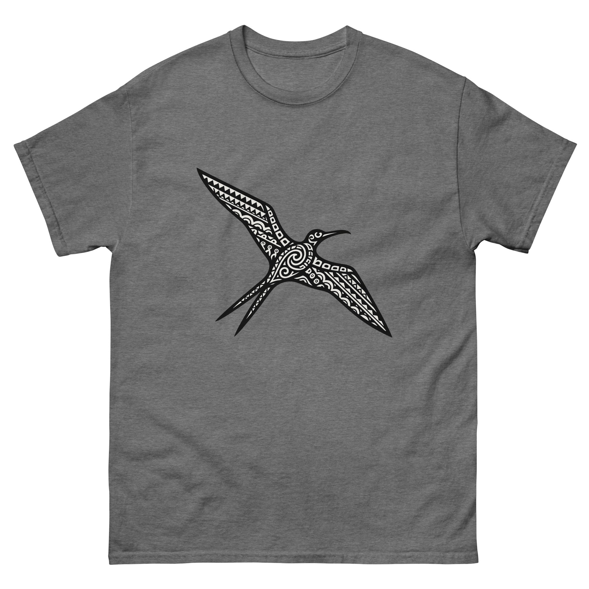 Iwa Frigatebird Hawaiian t-shirt design on a Graphite Heather unisex tee