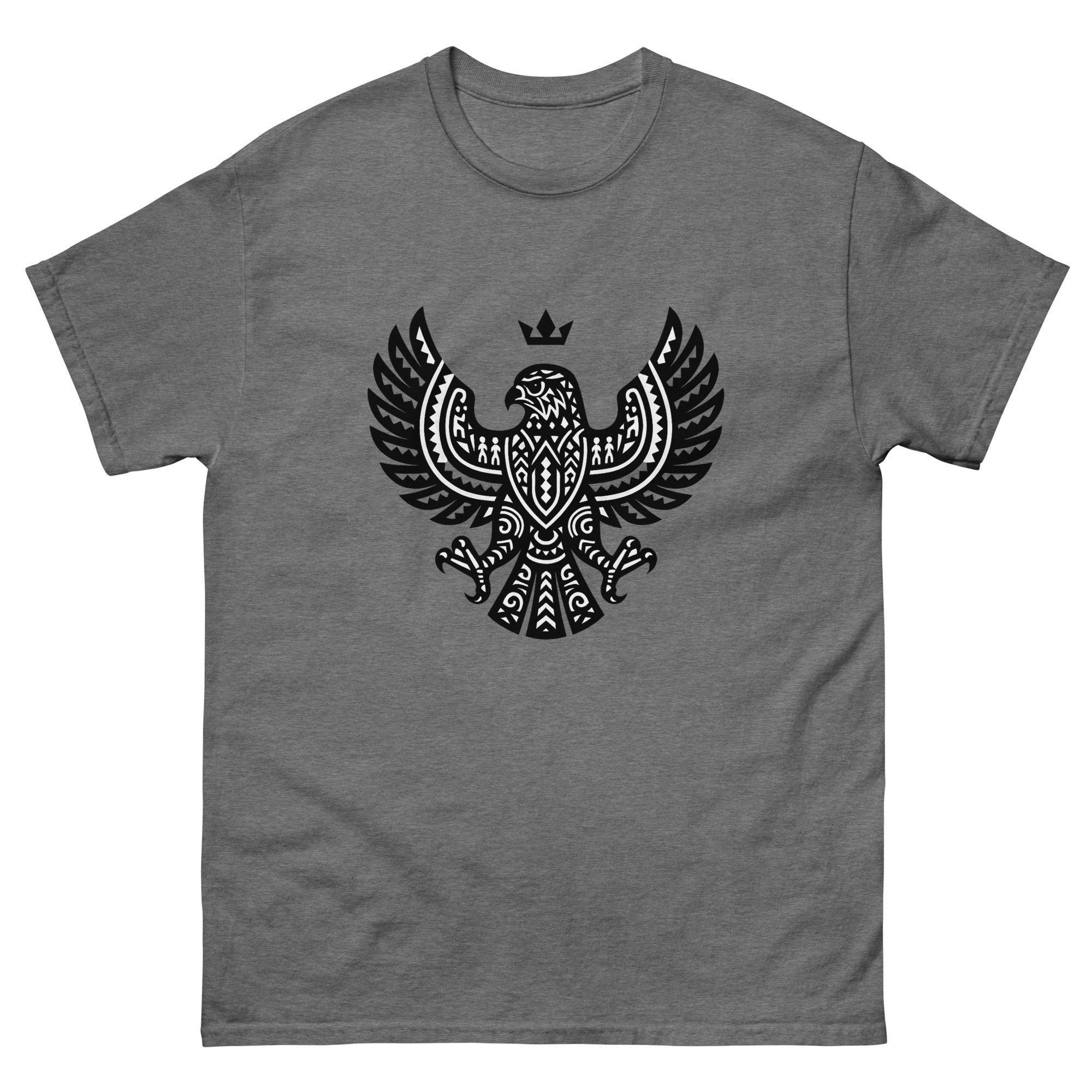 Io Hawk Hawaiian t-shirt design on a Graphite Heather unisex tee