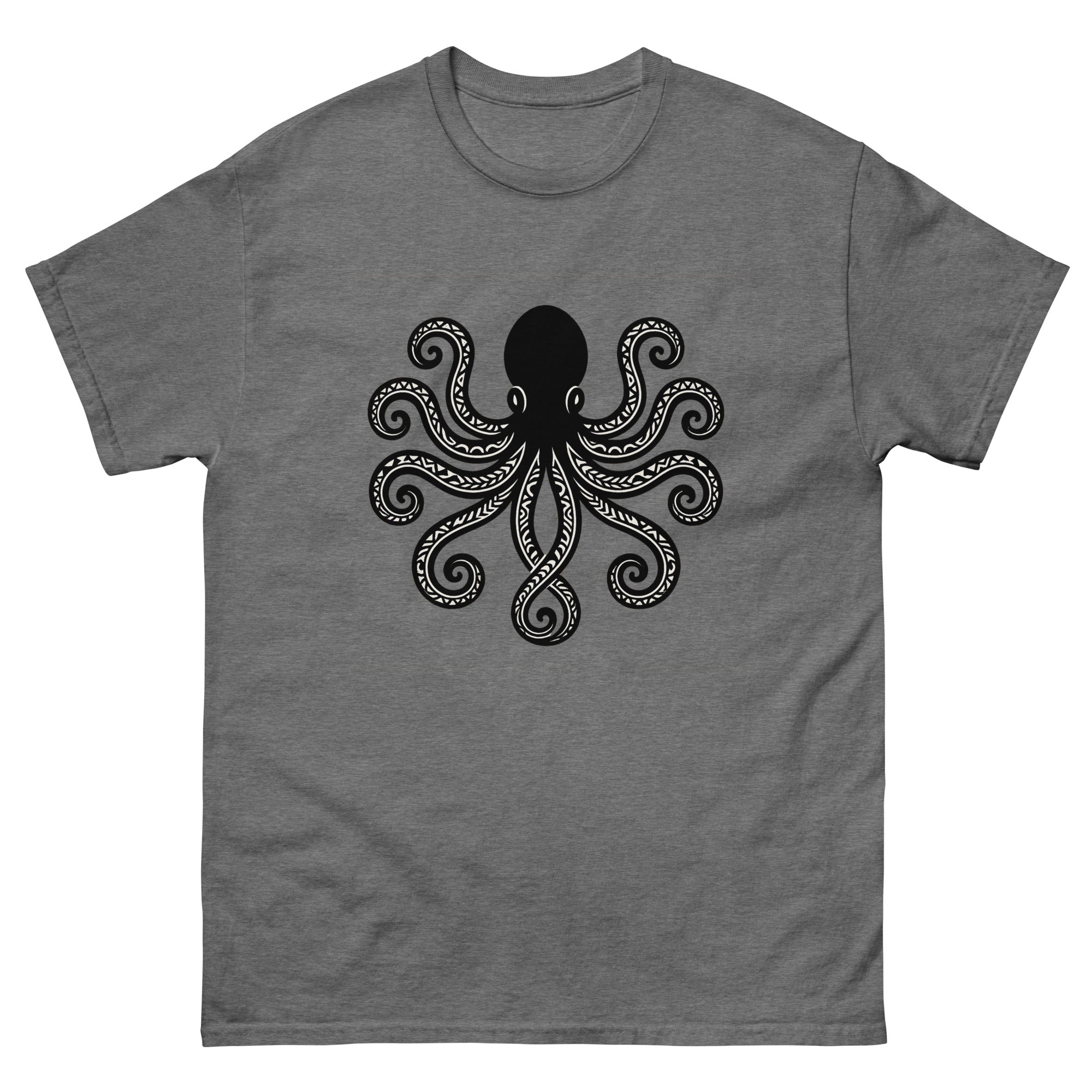 Hee Kakau Hawaiian t-shirt design on a Graphite Heather unisex tee