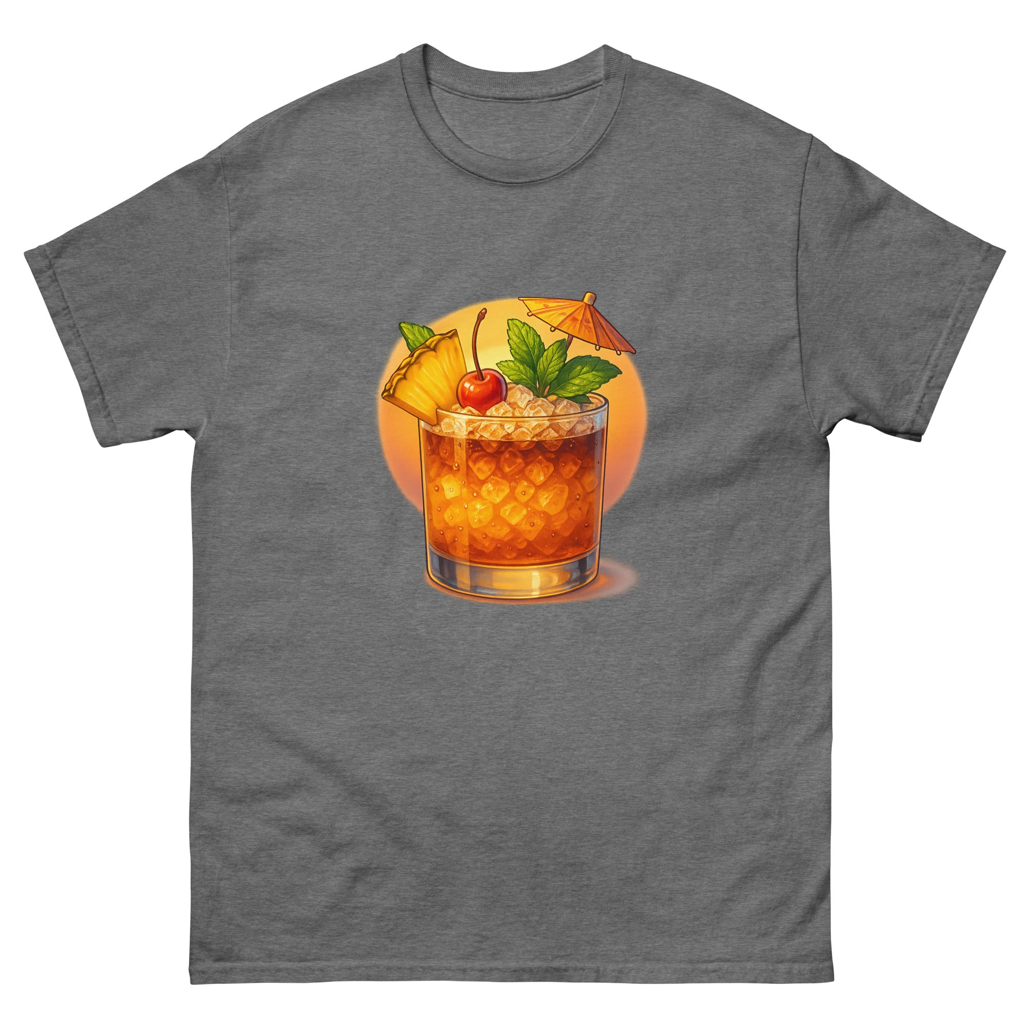 Mai Tai Hawaiian t-shirt design on a Graphite Heather unisex tee