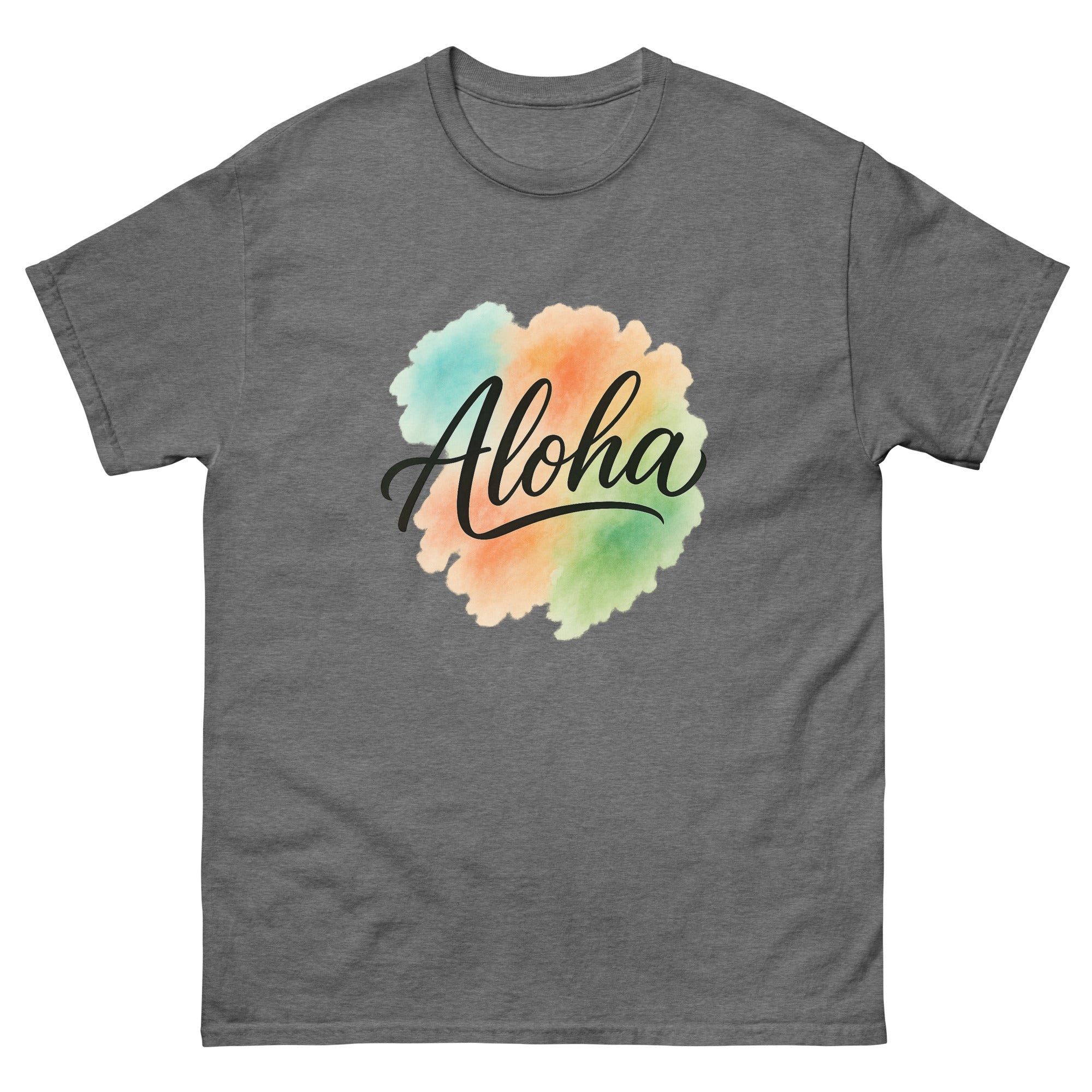 Aloha Spirit Type Hawaiian t-shirt design on a Graphite Heather unisex tee