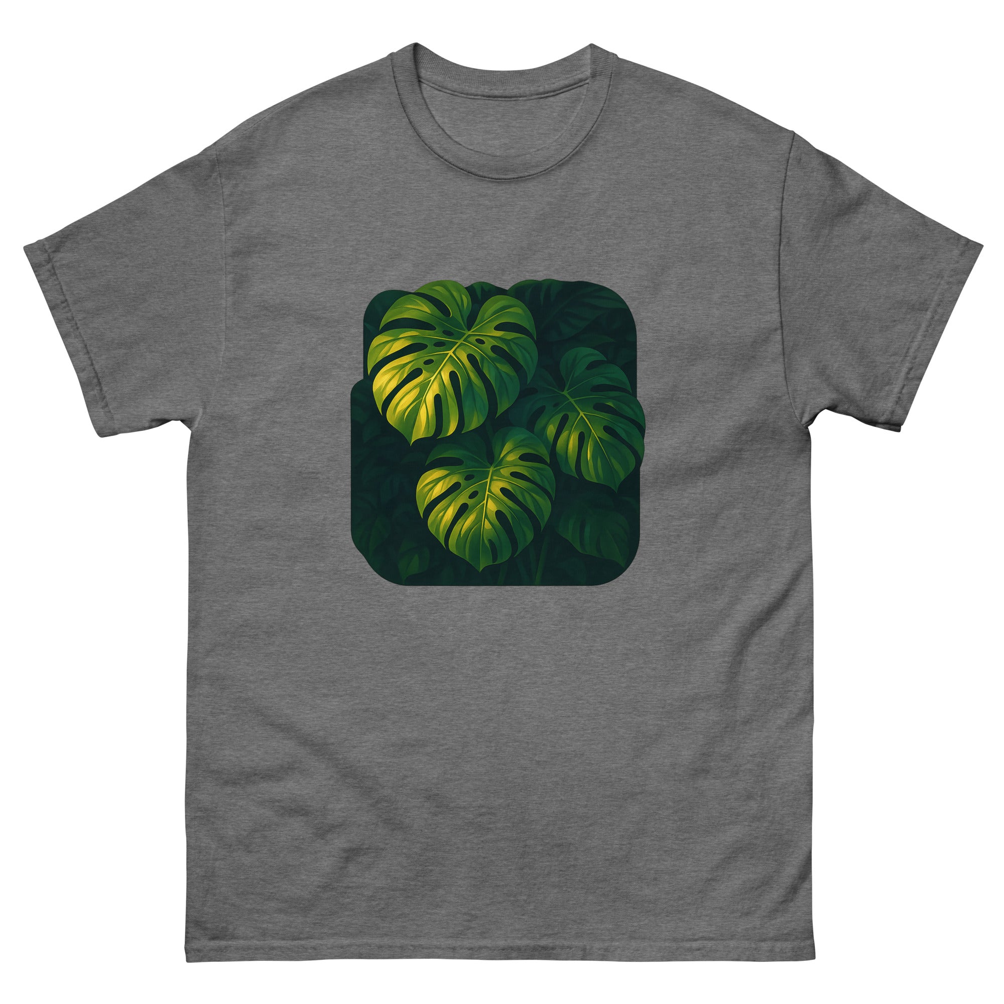 Monstera And Light Hawaiian t-shirt design on a Graphite Heather unisex tee