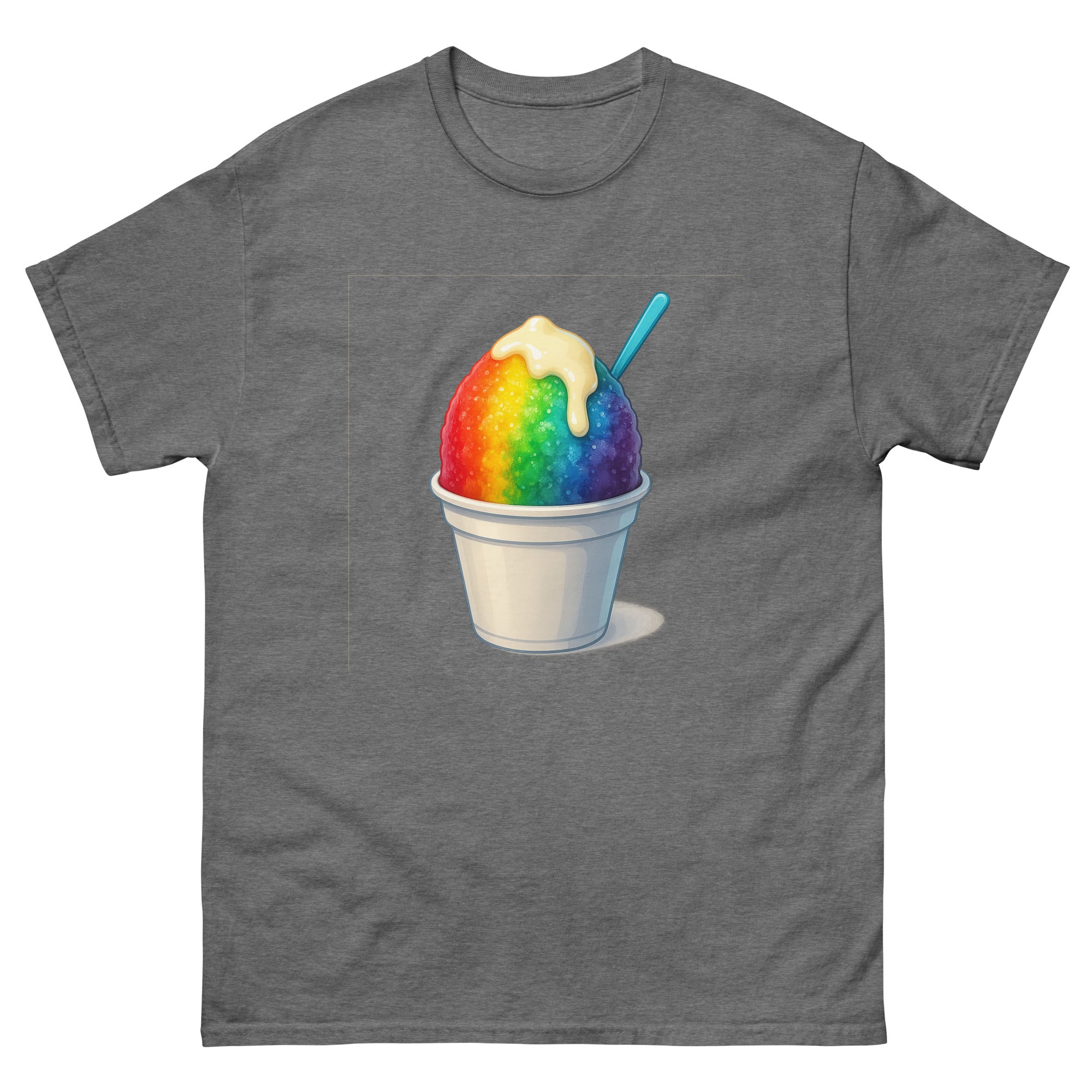 Shave Ice Hawaiian t-shirt design on a Graphite Heather unisex tee