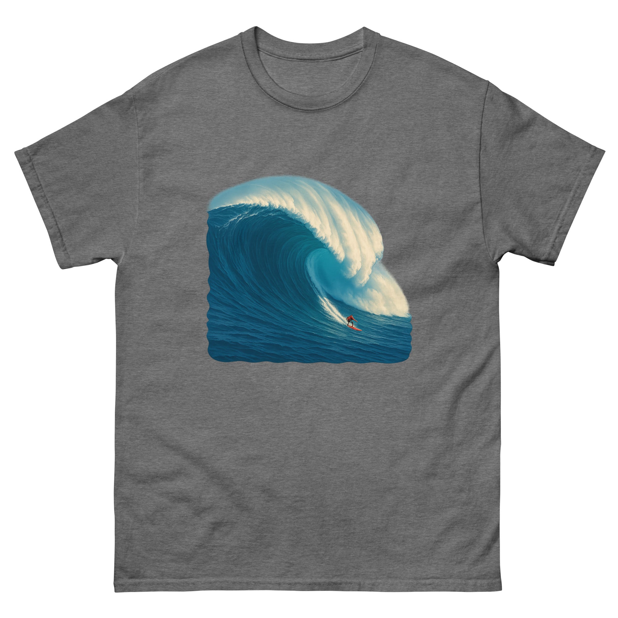 Big Wave At Jaws Hawaiian t-shirt design on a Graphite Heather unisex tee