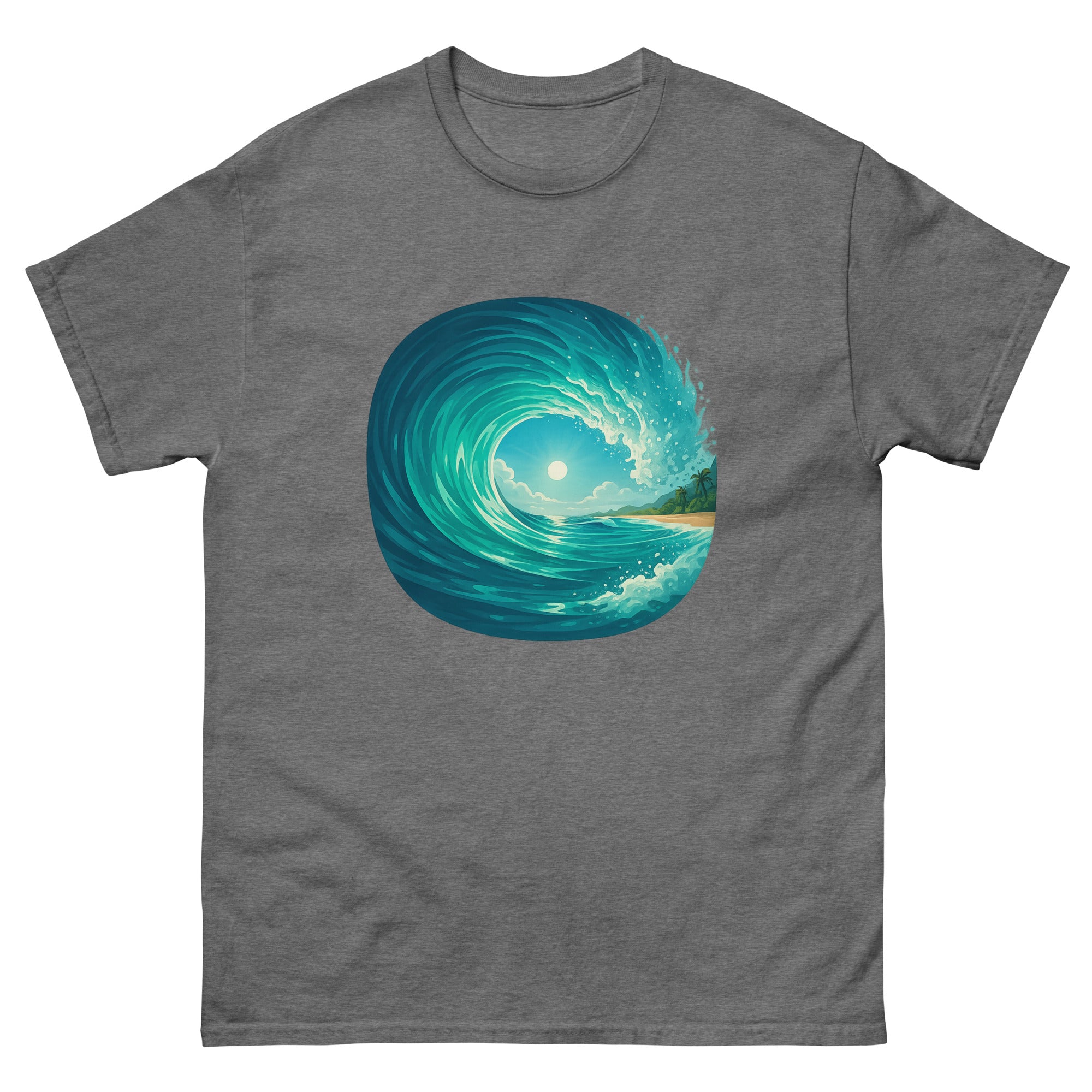 Pipeline Barrel Hawaiian t-shirt design on a Graphite Heather unisex tee