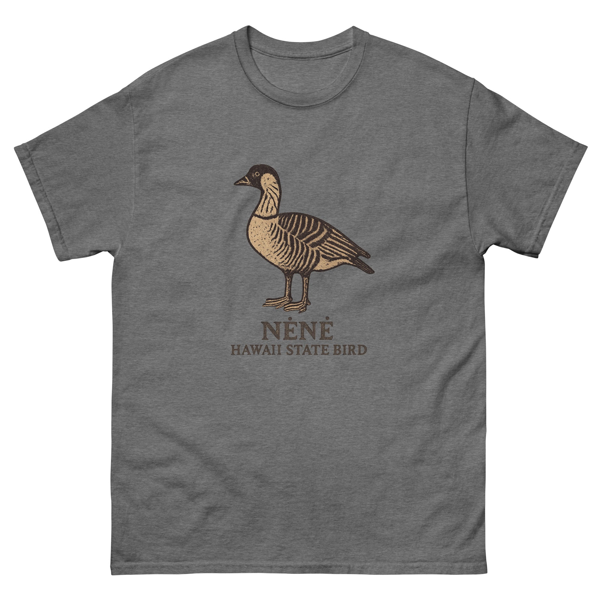 Nene Goose Hawaiian t-shirt design on a Graphite Heather unisex tee