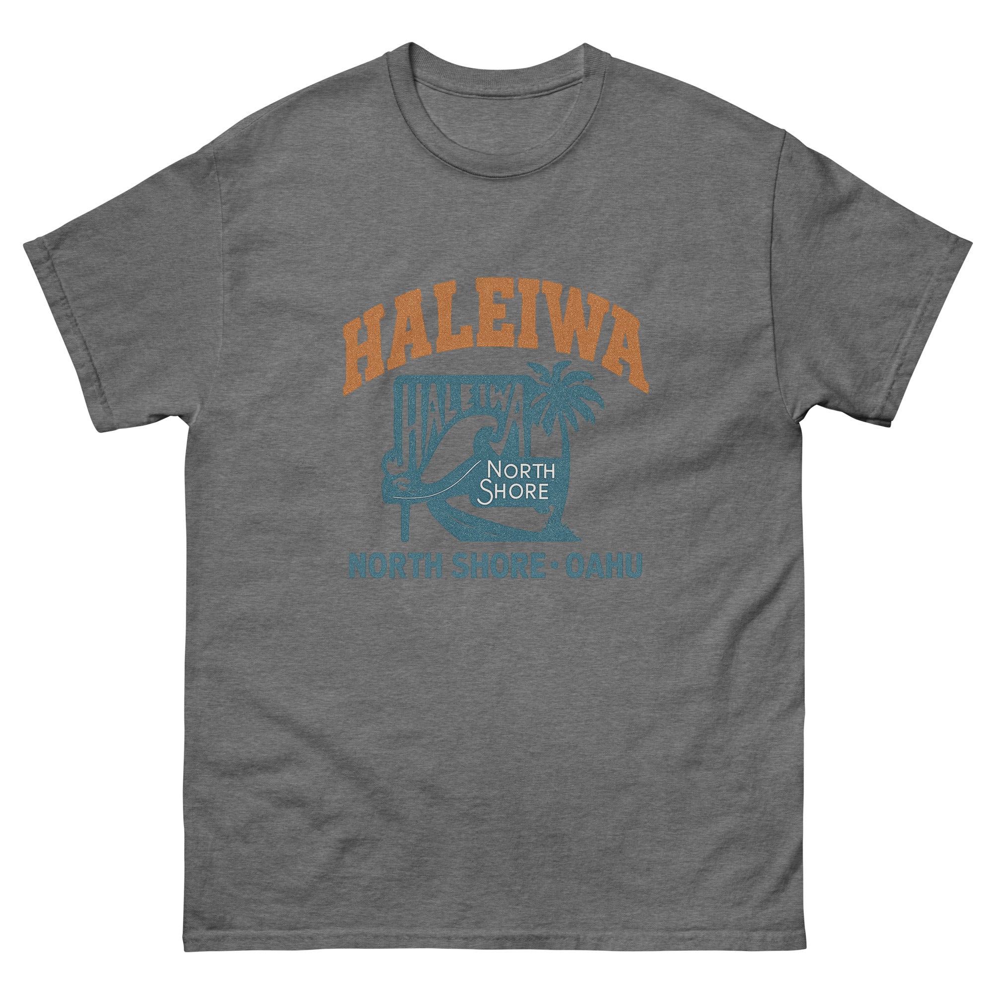 Haleiwa Hawaiian t-shirt design on a Graphite Heather unisex tee