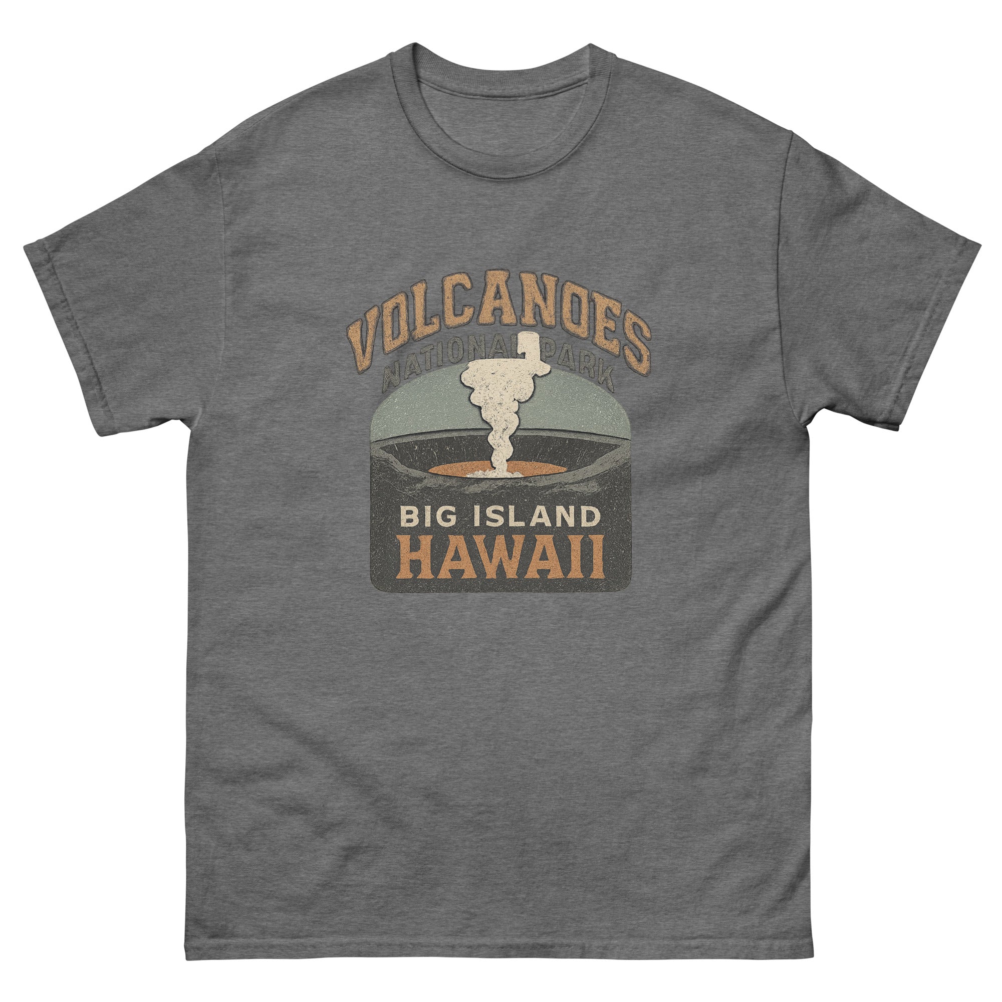 Volcanoes National Park Hawaiian t-shirt design on a Graphite Heather unisex tee