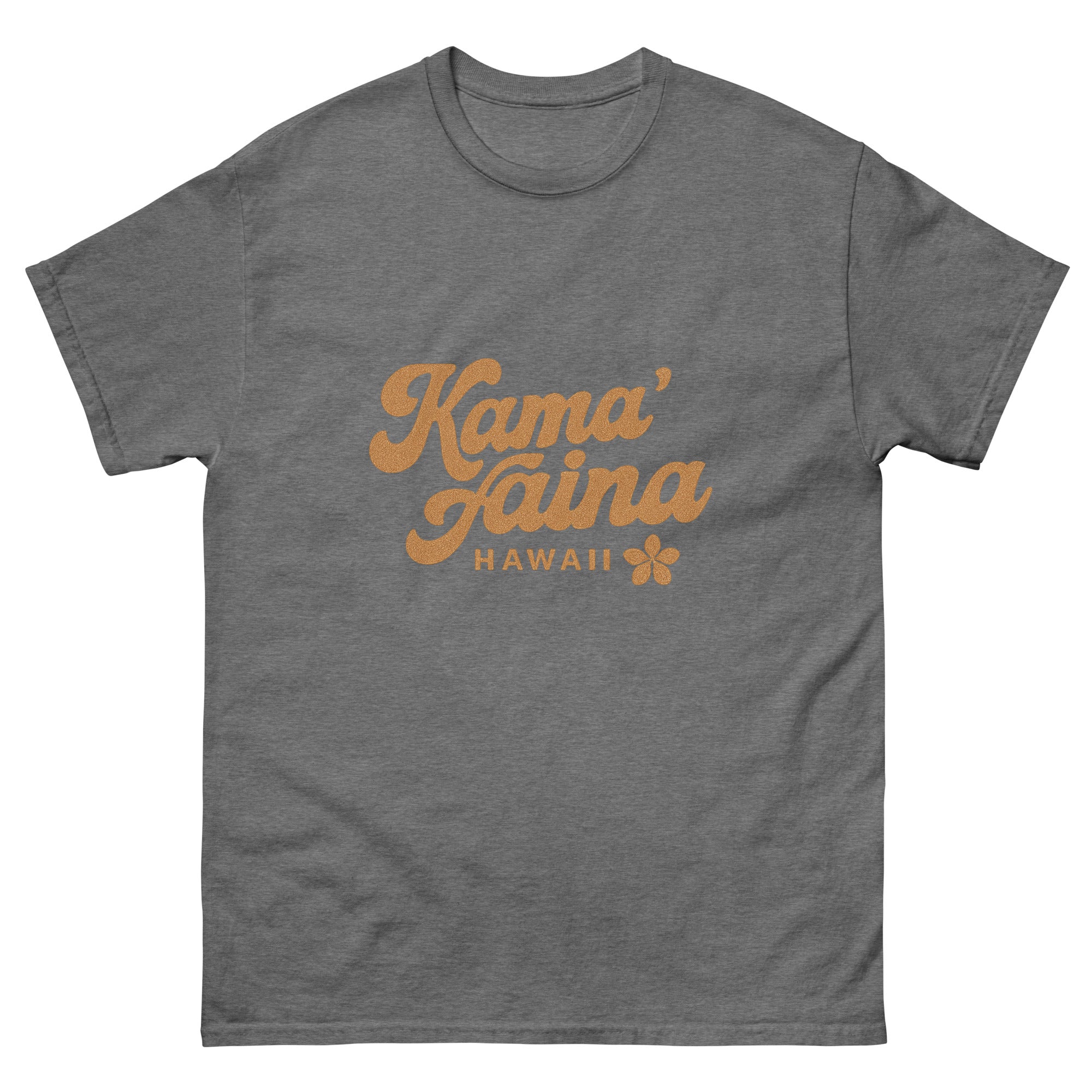 Kamaaina Hawaiian t-shirt design on a Graphite Heather unisex tee