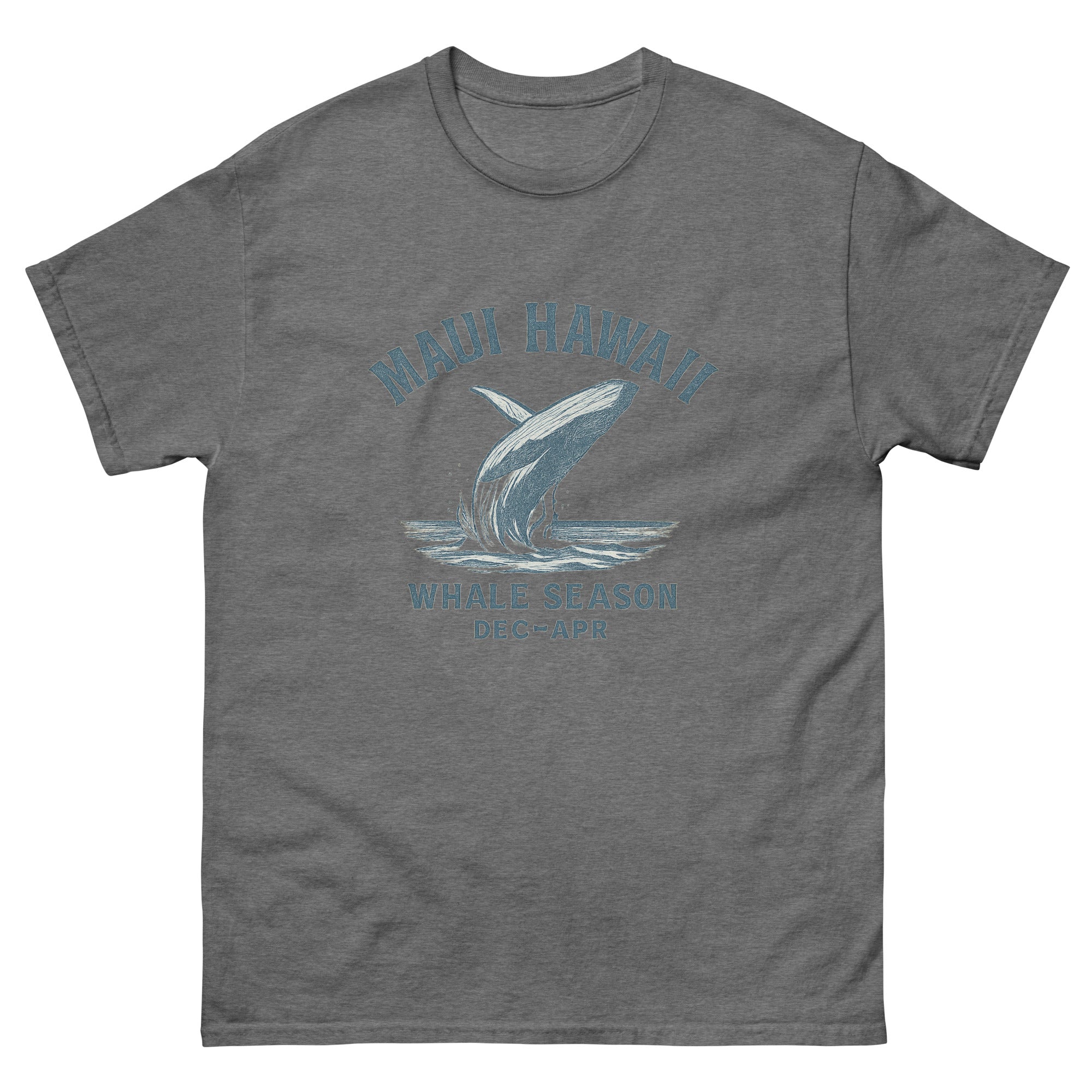 Humpback Whale Hawaiian t-shirt design on a Graphite Heather unisex tee
