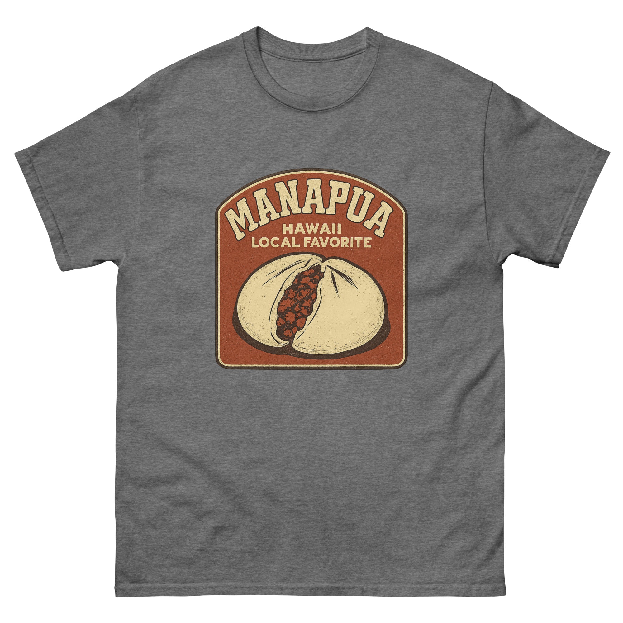 Manapua Hawaiian t-shirt design on a Graphite Heather unisex tee