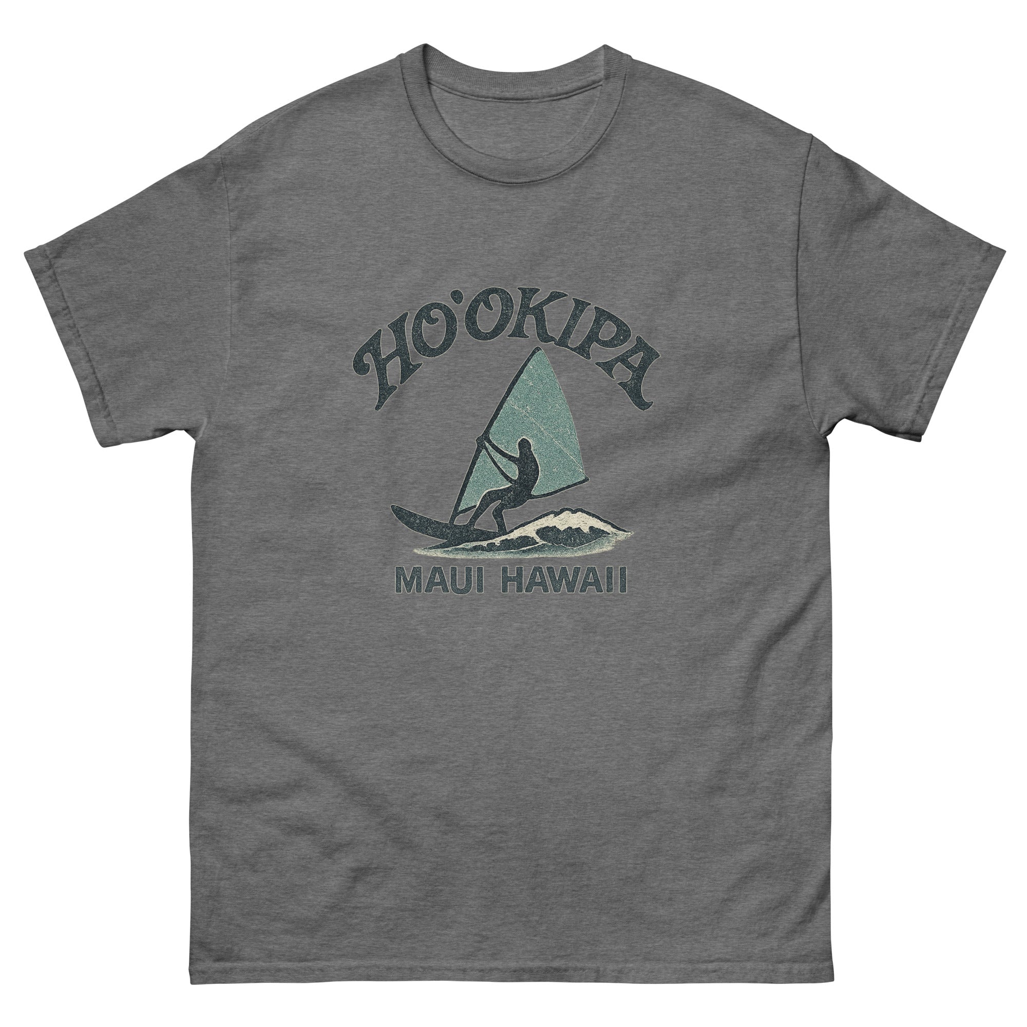 Hookipa Maui Hawaiian t-shirt design on a Graphite Heather unisex tee