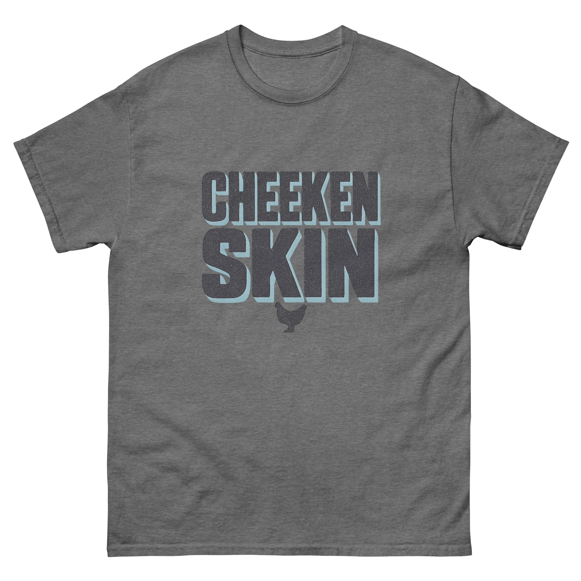 Cheeken Skin Hawaiian t-shirt design on a Graphite Heather unisex tee