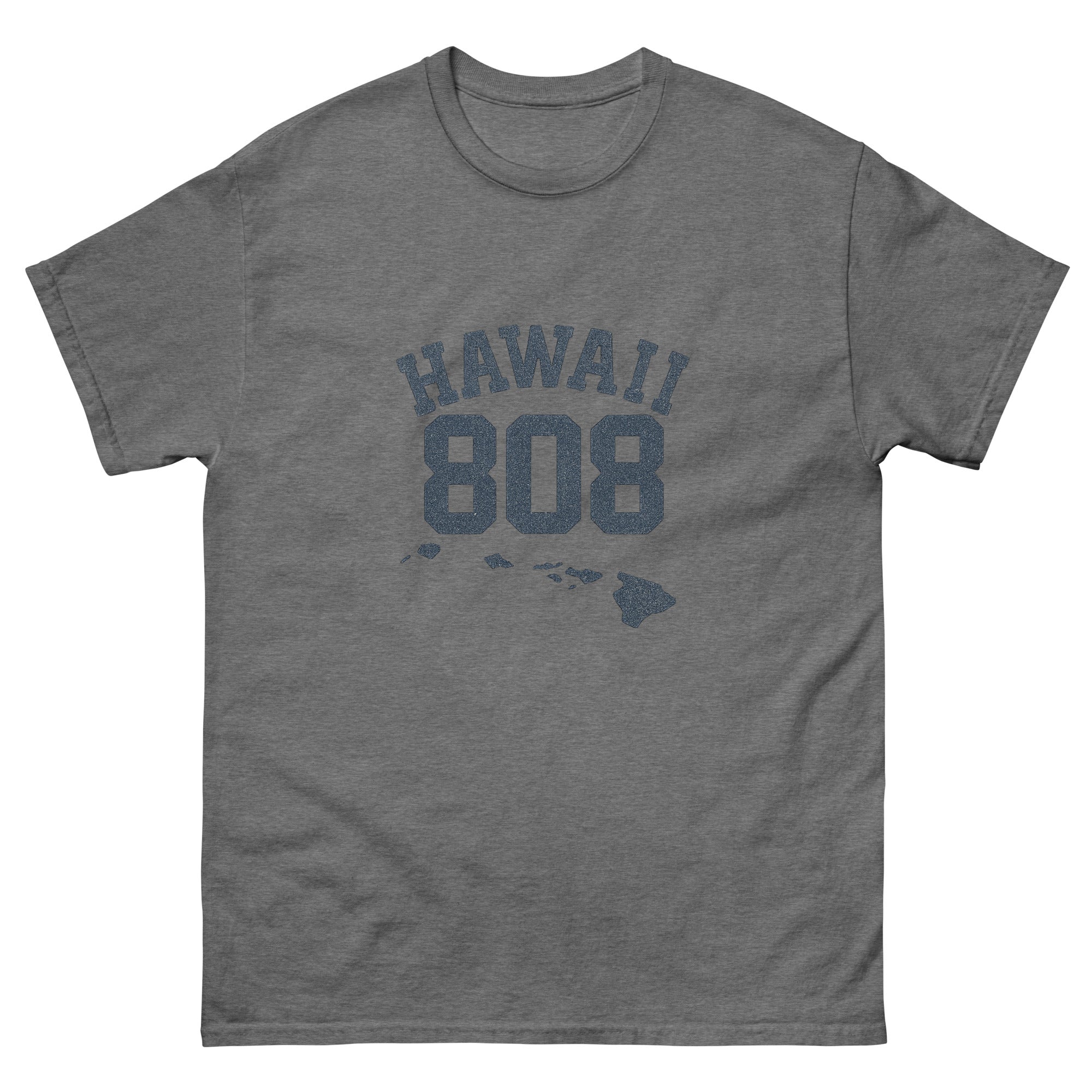 808 Islands Hawaiian t-shirt design on a Graphite Heather unisex tee