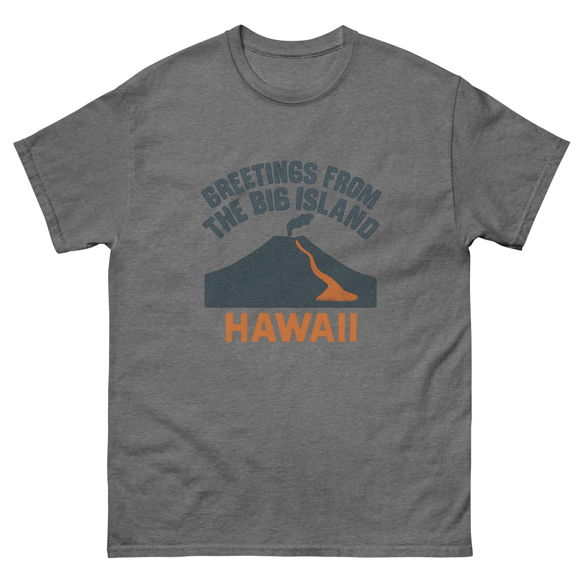 Big Island Hawaiian t-shirt design on a Graphite Heather unisex tee