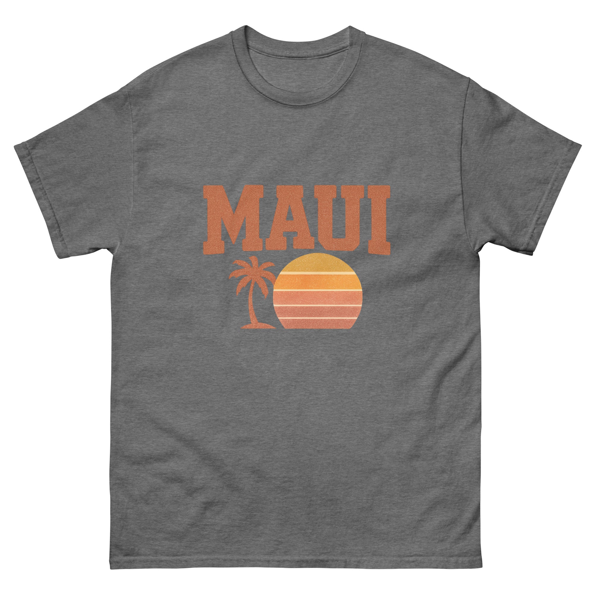 Maui Hawaiian t-shirt design on a Graphite Heather unisex tee