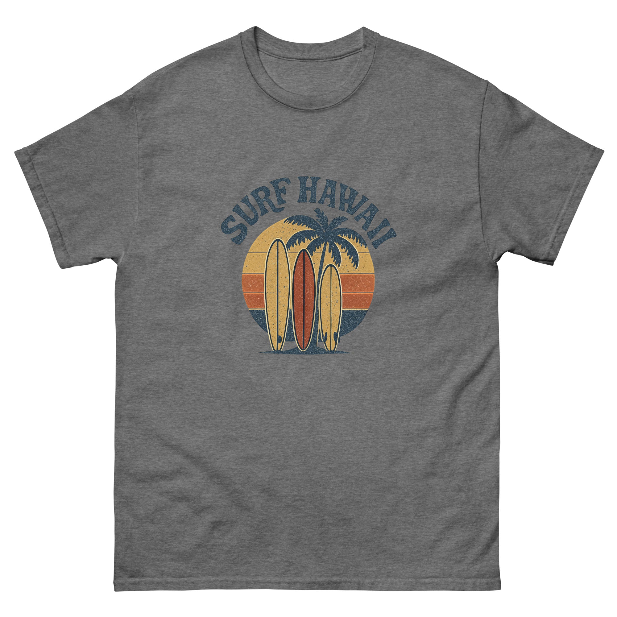 Quiver Hawaiian t-shirt design on a Graphite Heather unisex tee