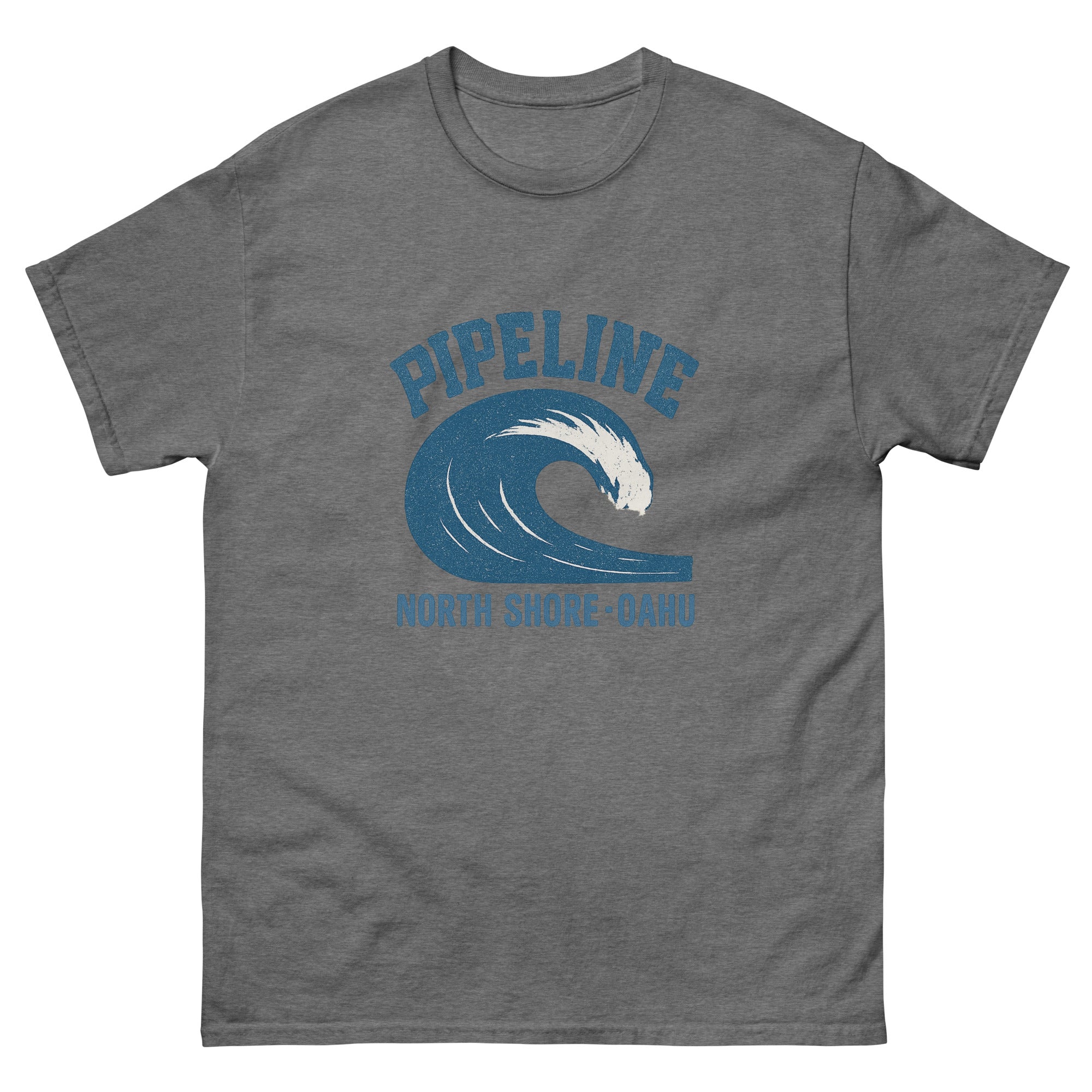 Pipeline Hawaiian t-shirt design on a Graphite Heather unisex tee