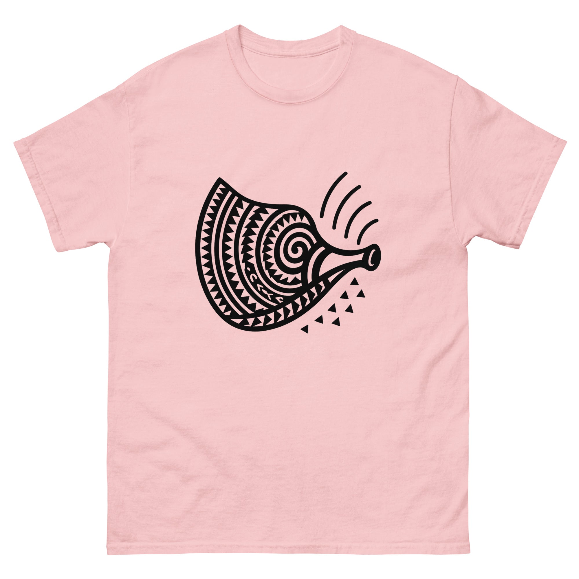 Pu Conch Hawaiian t-shirt design on a Light Pink unisex tee