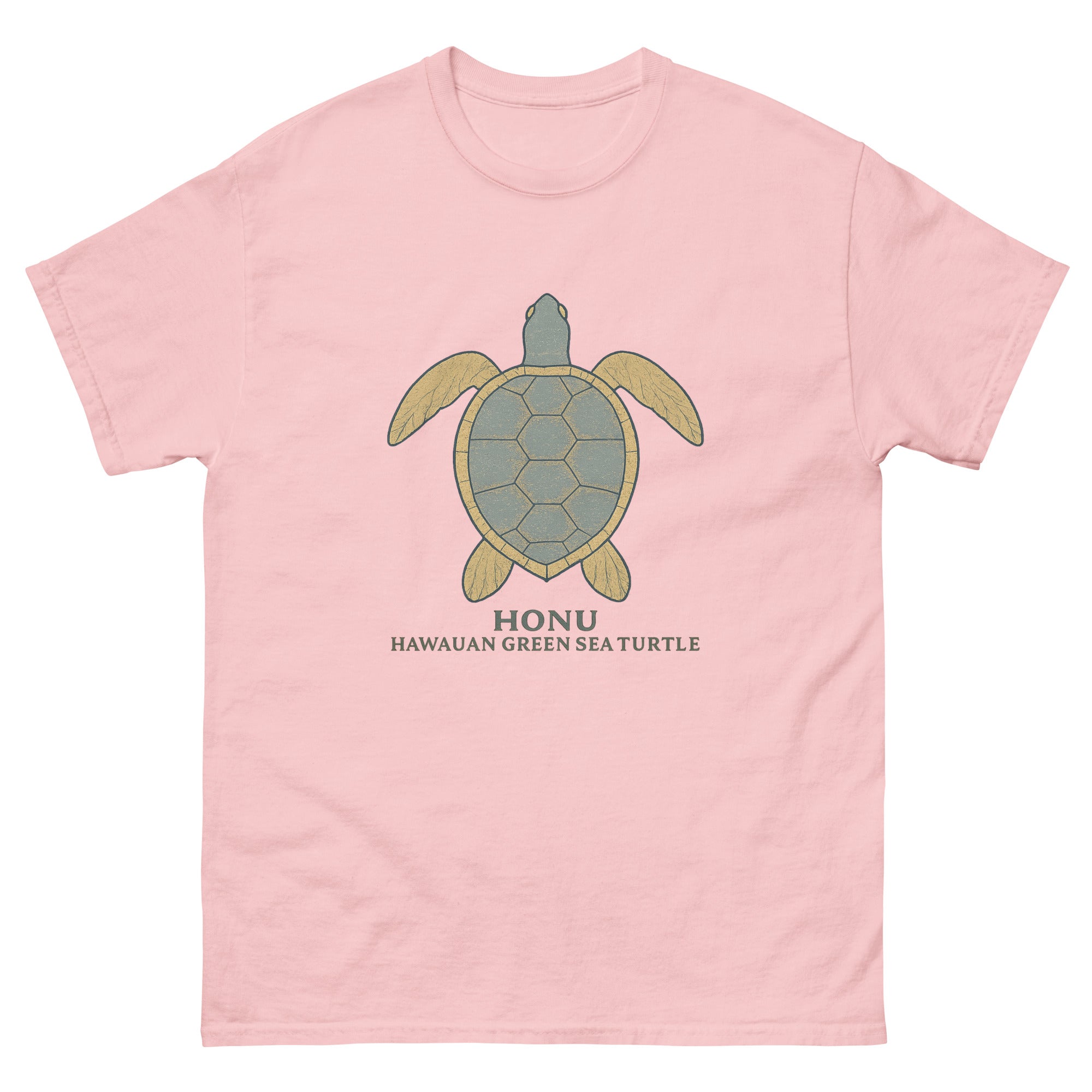 Honu Hawaiian t-shirt design on a Light Pink unisex tee