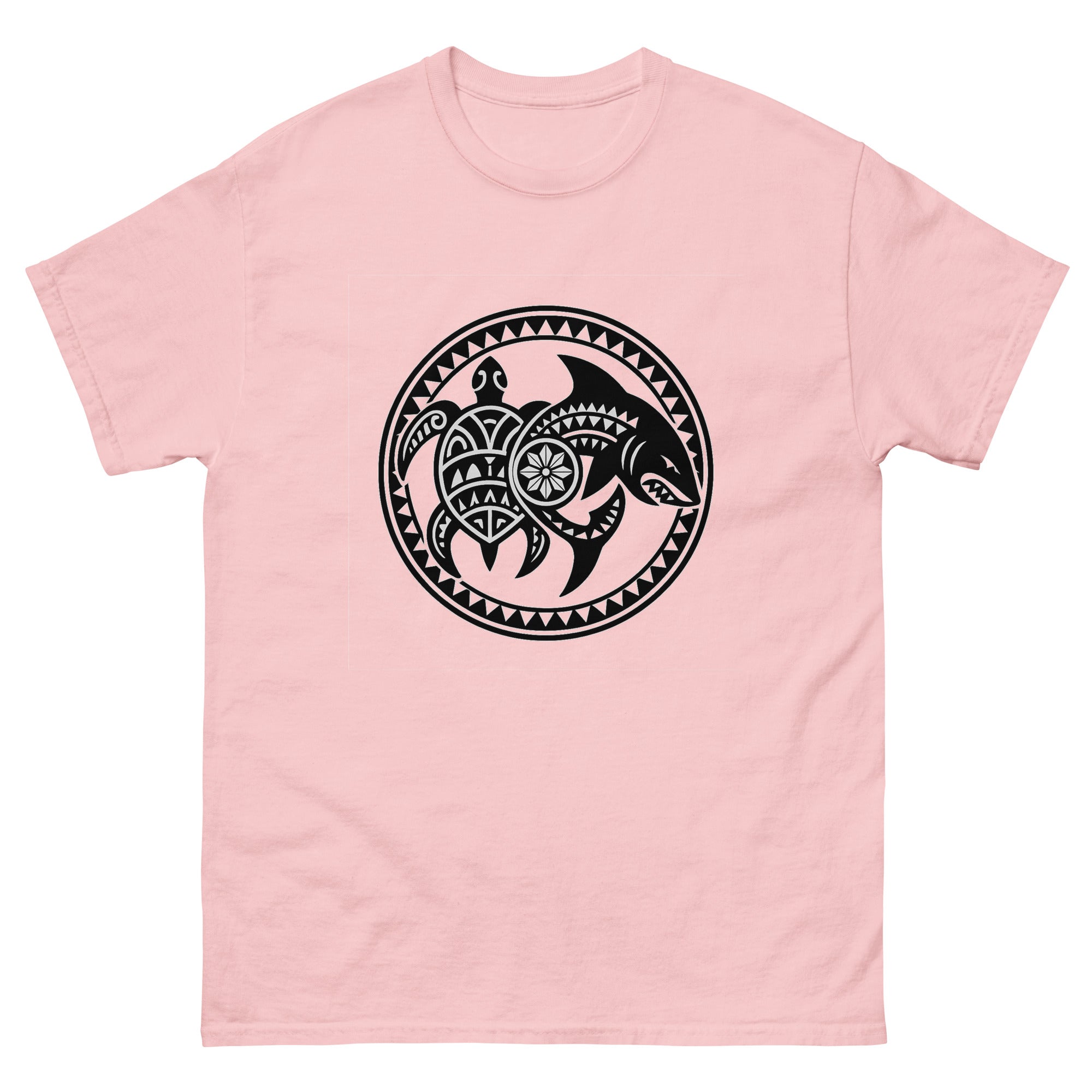 Honu Mano Twin Hawaiian T-Shirt Hawaiian t-shirt design on a Light Pink unisex tee