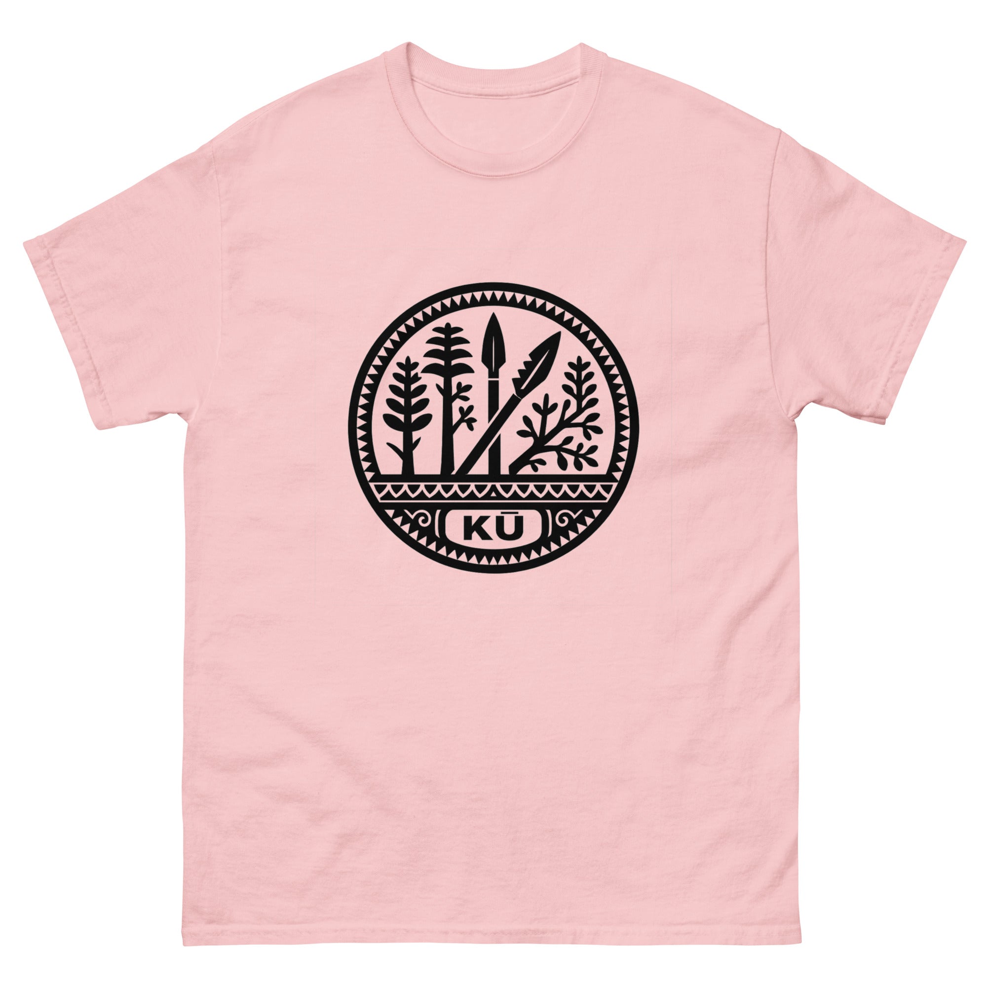 Ku Domain Hawaiian t-shirt design on a Light Pink unisex tee