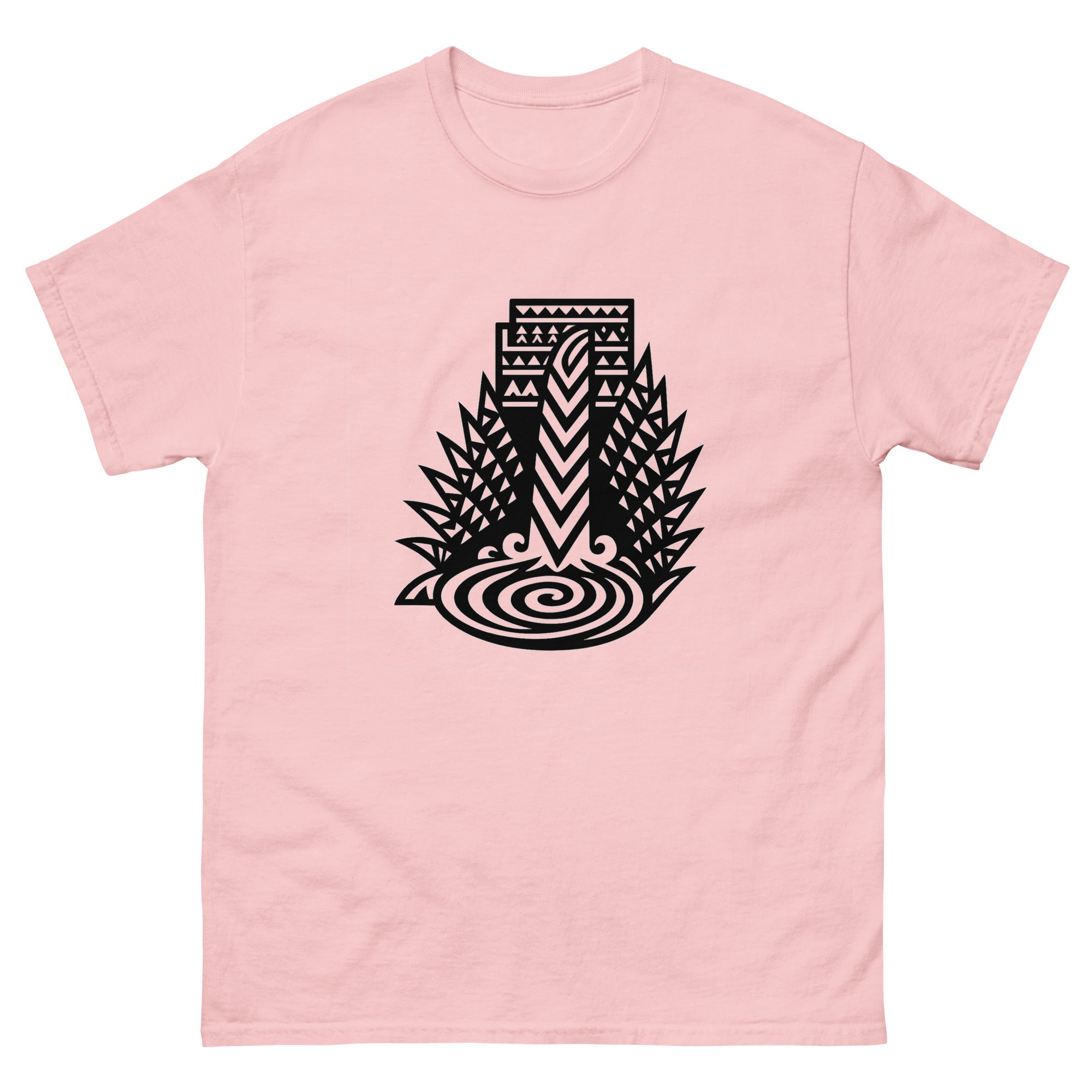 Wailele Waterfall Hawaiian t-shirt design on a Light Pink unisex tee