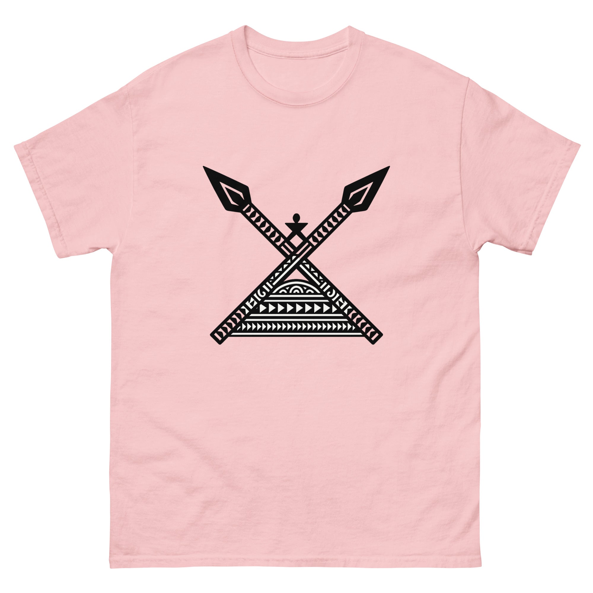 Koa Spears Hawaiian t-shirt design on a Light Pink unisex tee