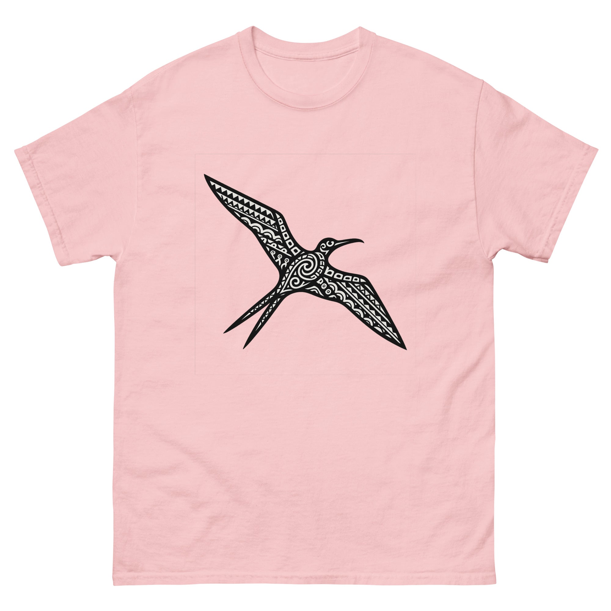 Iwa Frigatebird Hawaiian t-shirt design on a Light Pink unisex tee