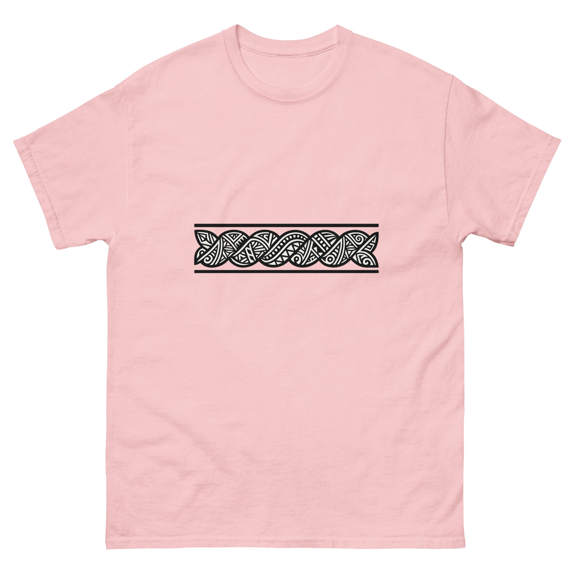 Maile Lei Band Hawaiian t-shirt design on a Light Pink unisex tee