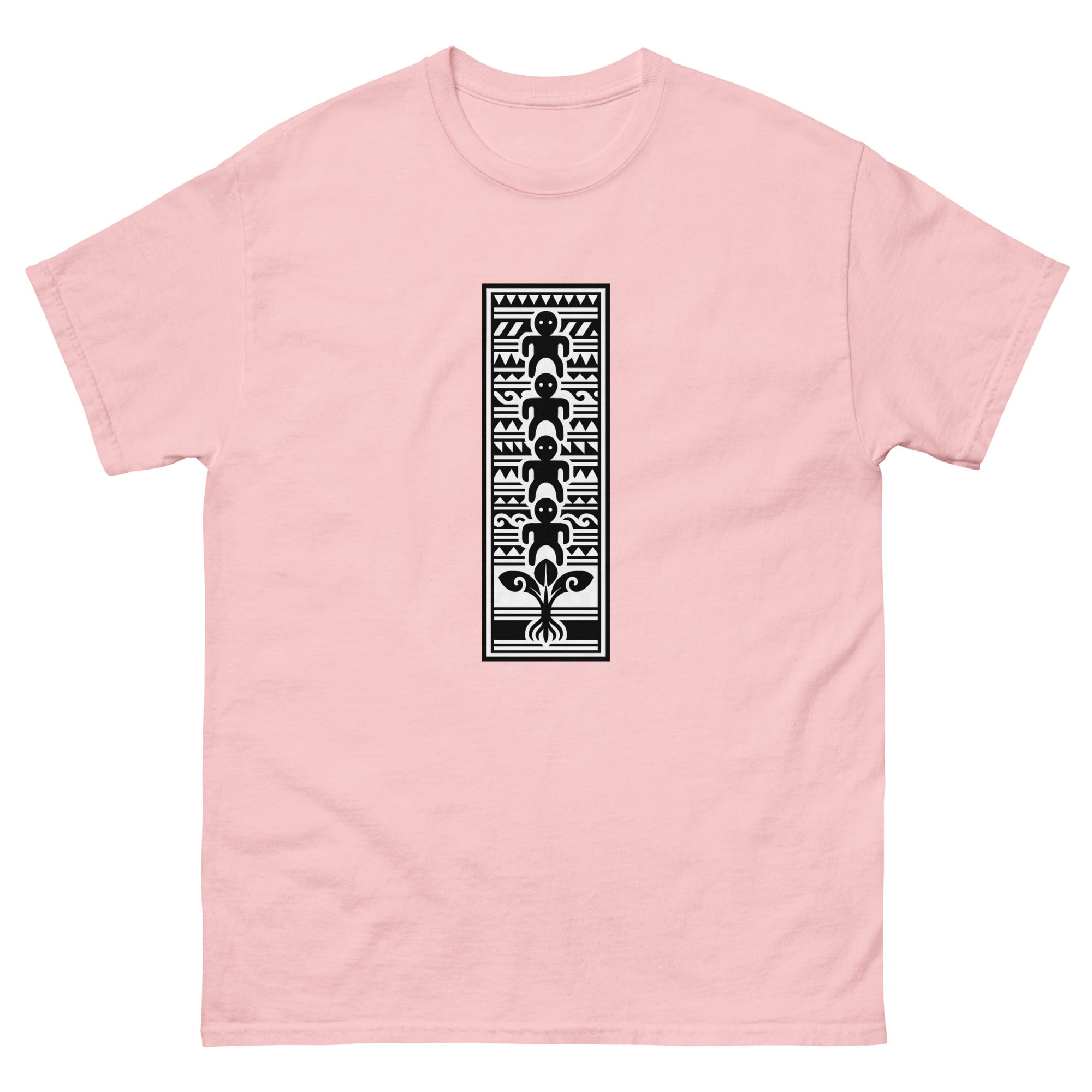 Mookuauhau Panel Hawaiian t-shirt design on a Light Pink unisex tee