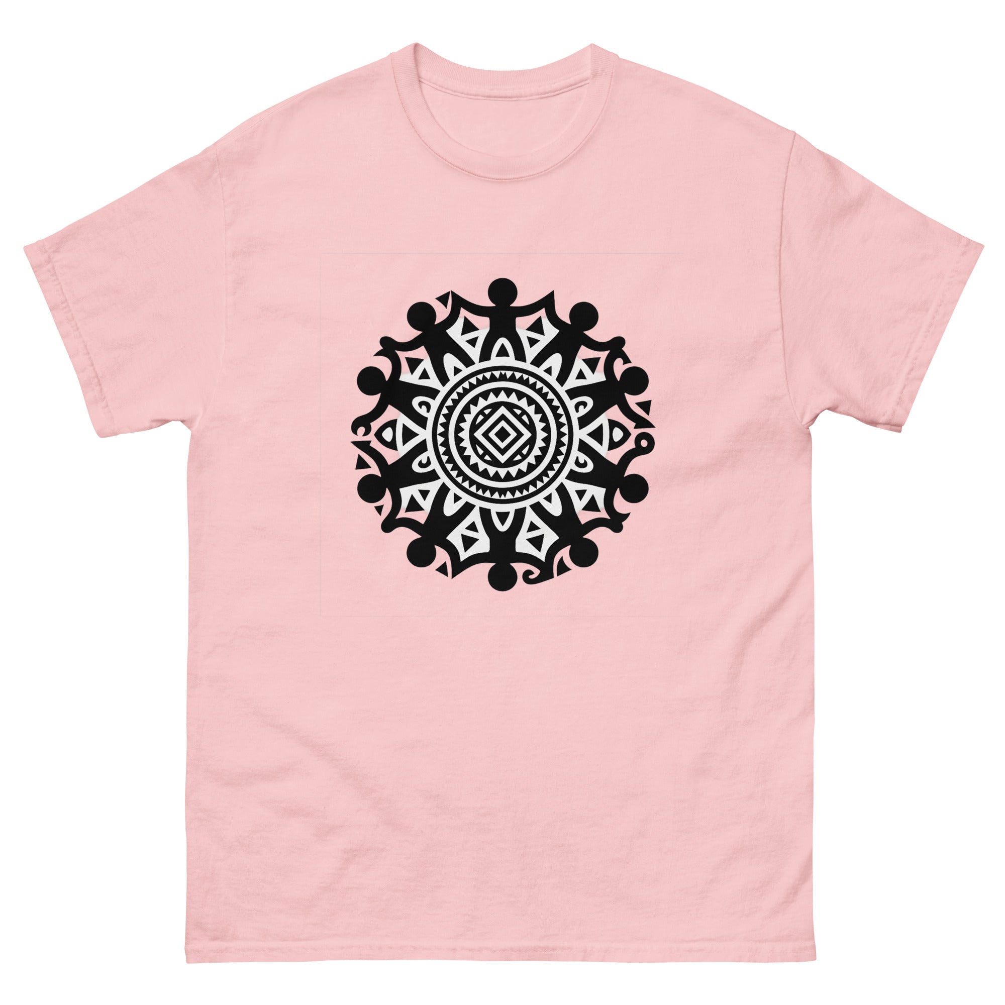 Enata Circle Hawaiian t-shirt design on a Light Pink unisex tee
