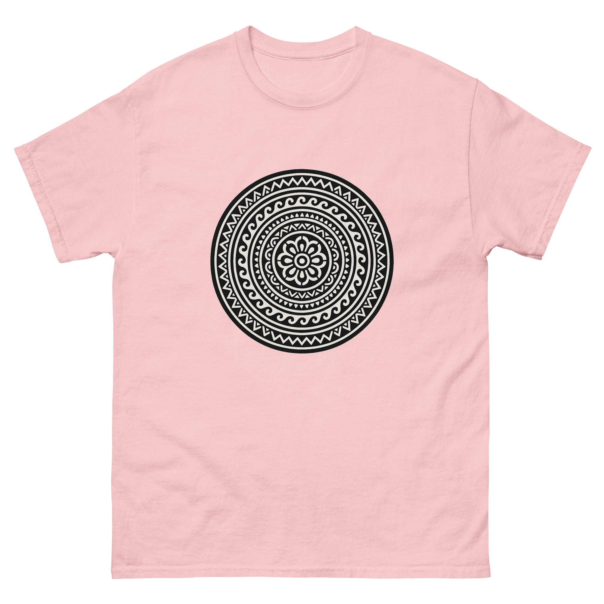 Honu Shell Mandala Hawaiian t-shirt design on a Light Pink unisex tee