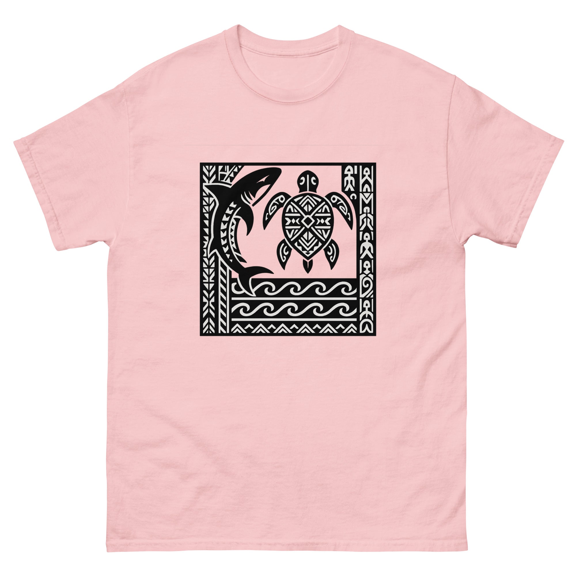 Aumakua Composition Hawaiian t-shirt design on a Light Pink unisex tee