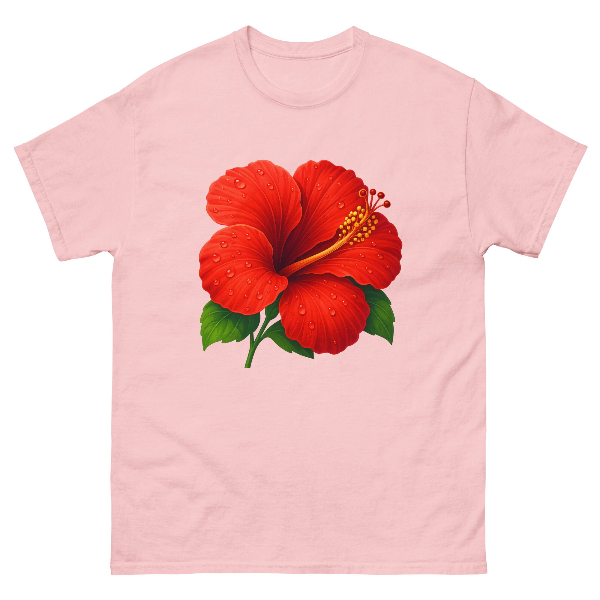 Hibiscus Macro Hawaiian t-shirt design on a Light Pink unisex tee