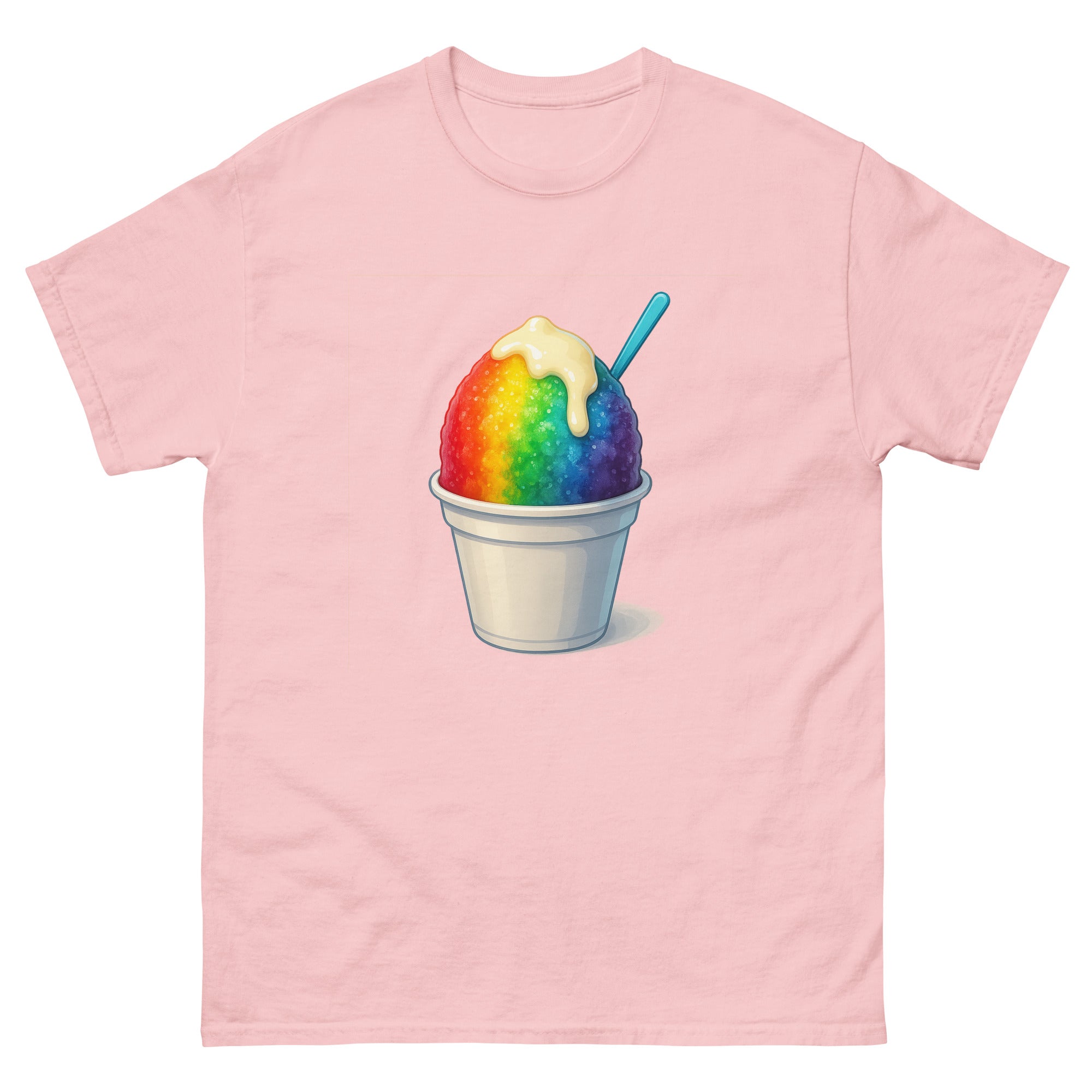Shave Ice Hawaiian t-shirt design on a Light Pink unisex tee