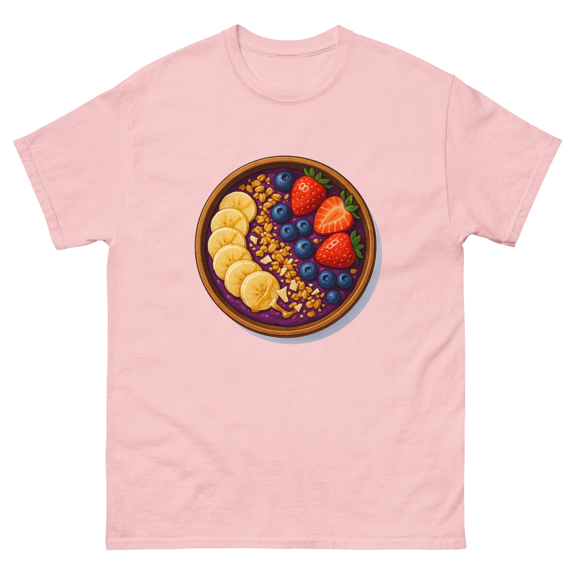 Acai Bowl Hawaiian t-shirt design on a Light Pink unisex tee