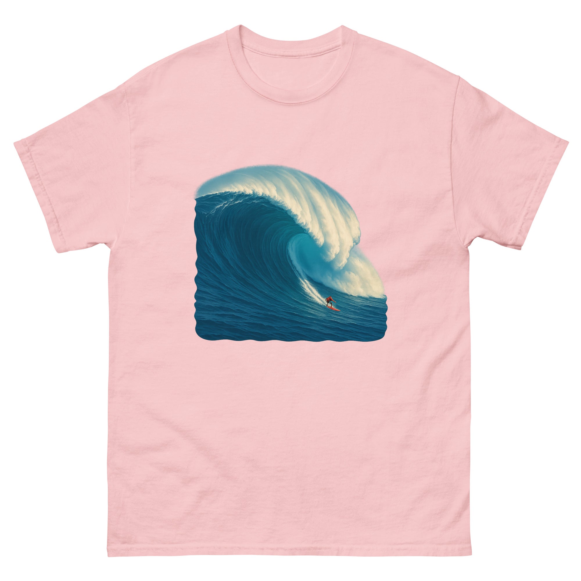 Big Wave At Jaws Hawaiian t-shirt design on a Light Pink unisex tee