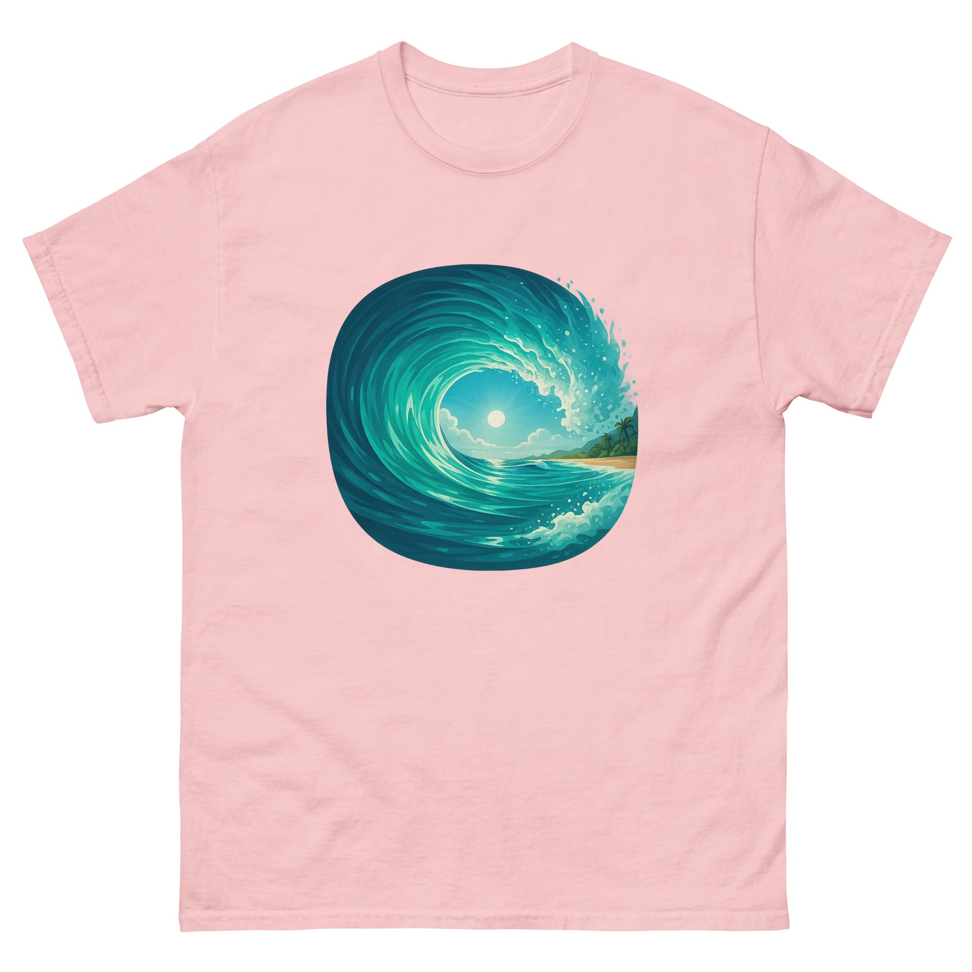 Pipeline Barrel Hawaiian t-shirt design on a Light Pink unisex tee