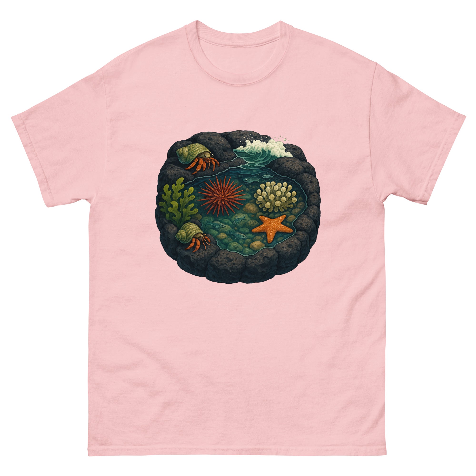Tide Pools Hawaiian t-shirt design on a Light Pink unisex tee