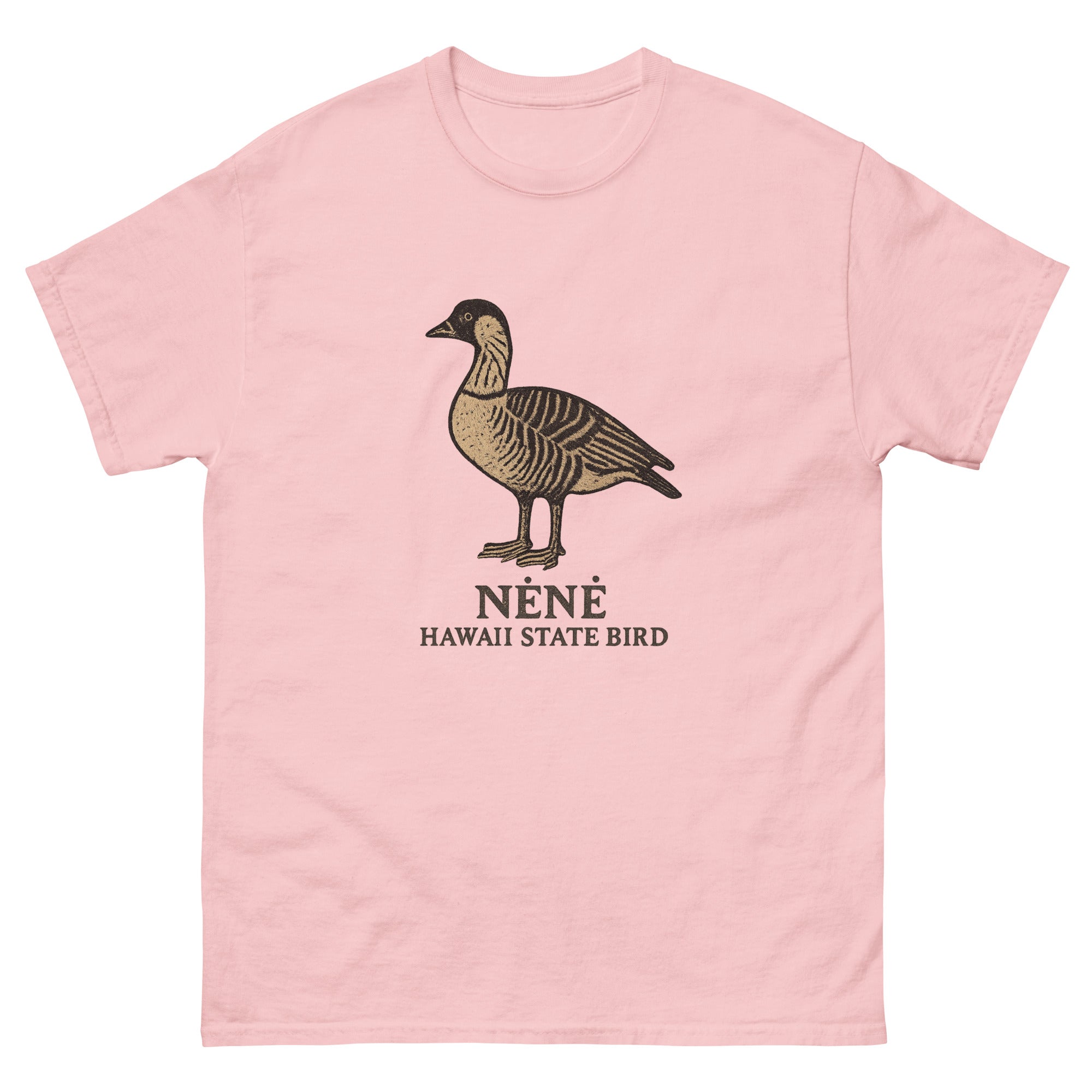 Nene Goose Hawaiian t-shirt design on a Light Pink unisex tee