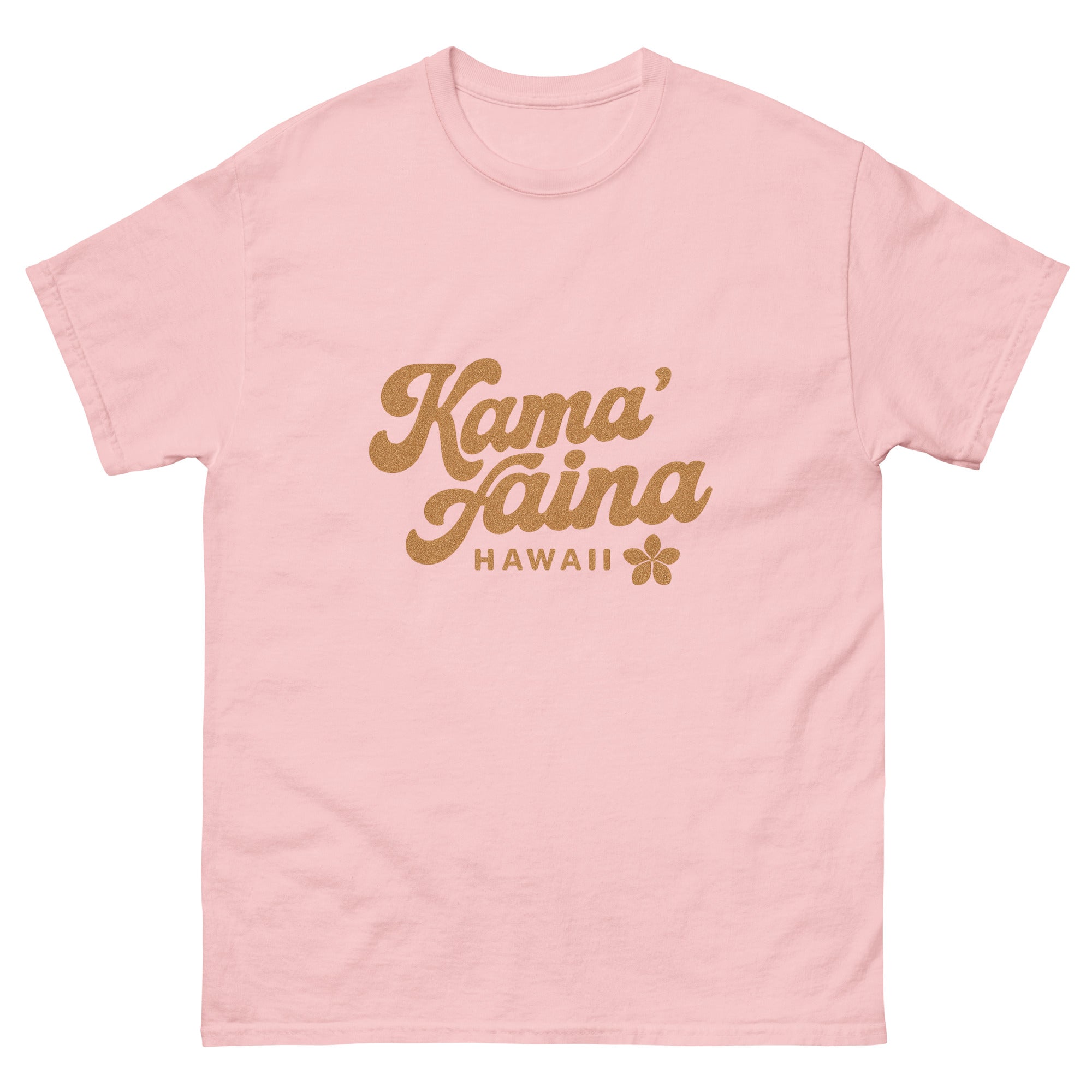 Kamaaina Hawaiian t-shirt design on a Light Pink unisex tee