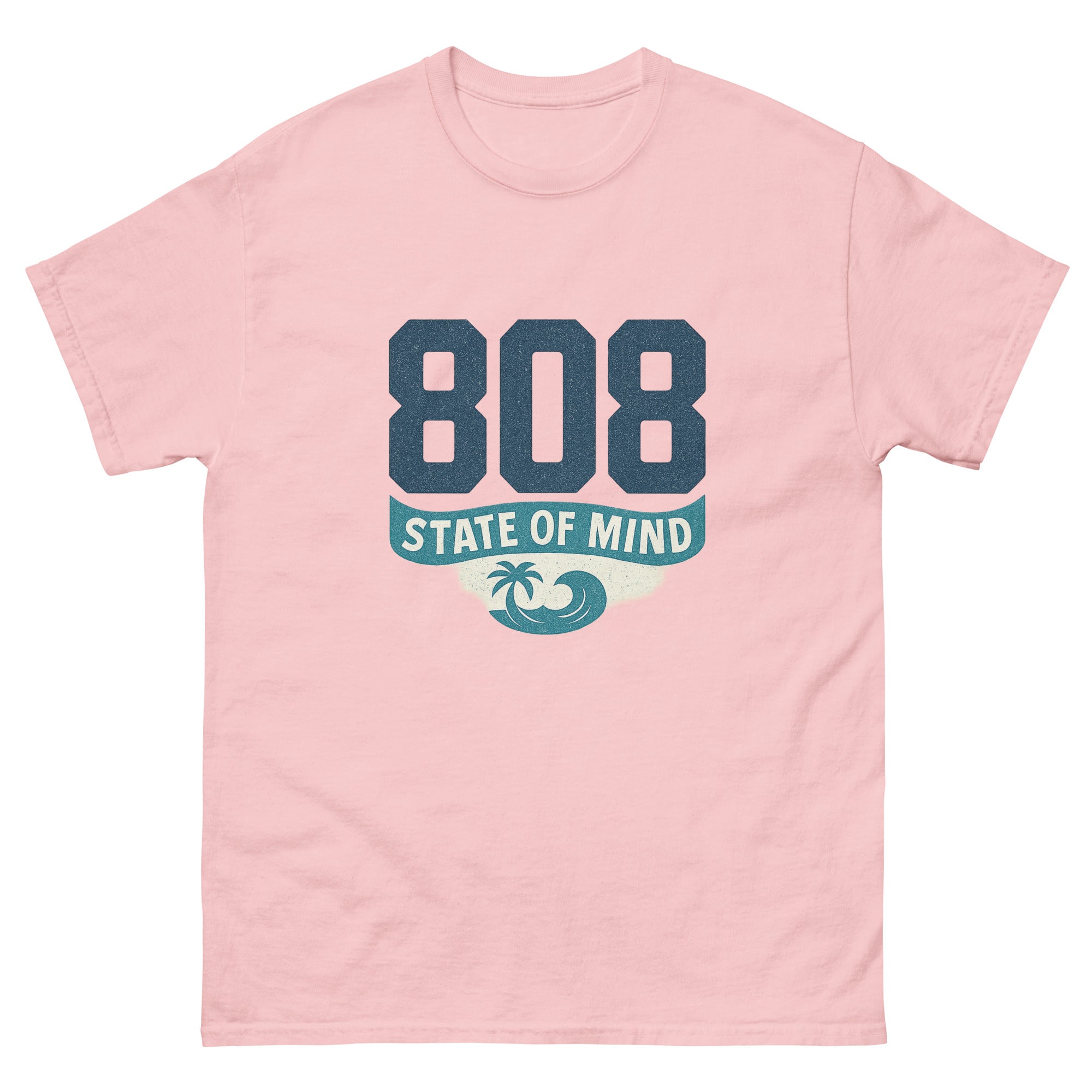 808 State Of Mind Hawaiian t-shirt design on a Light Pink unisex tee