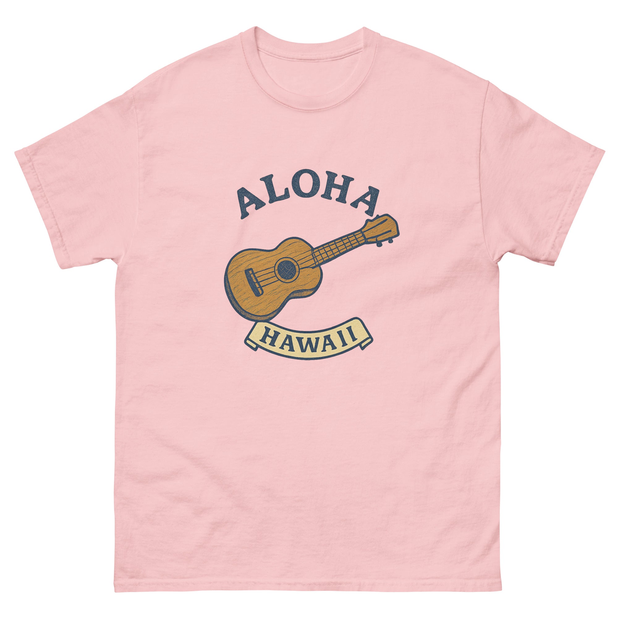 Ukulele Hawaiian t-shirt design on a Light Pink unisex tee