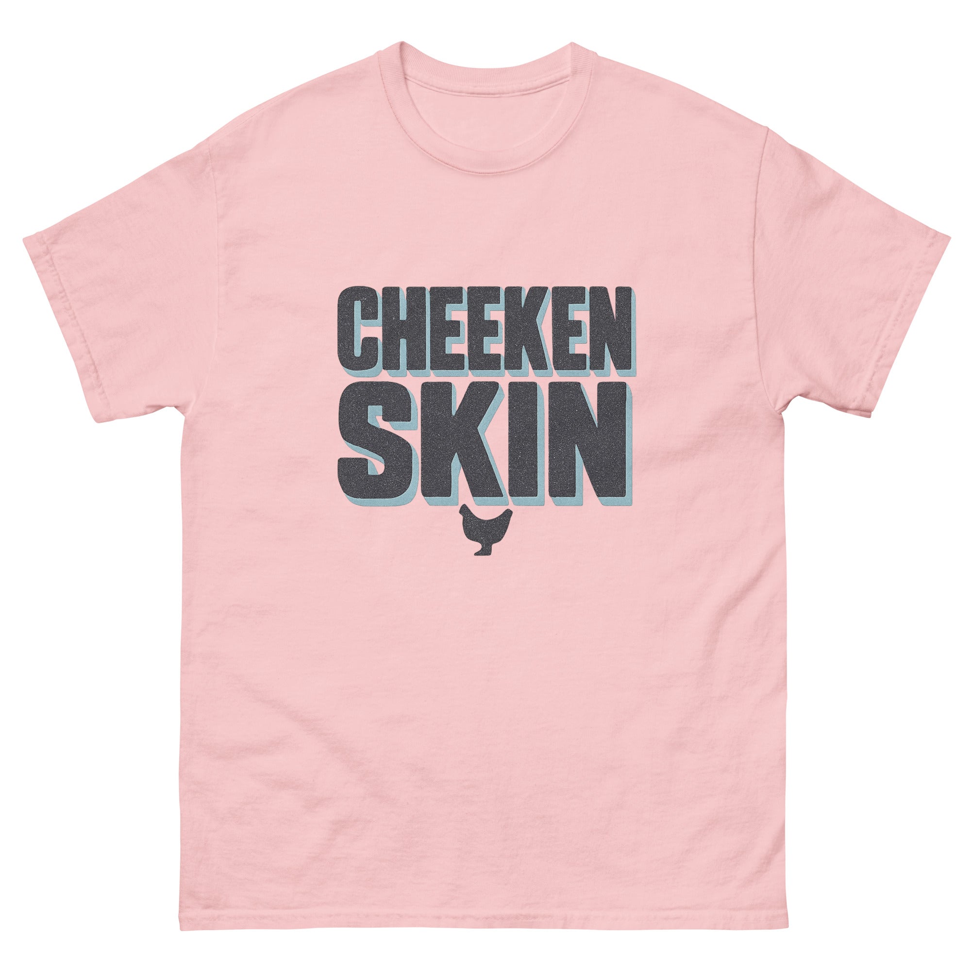 Cheeken Skin Hawaiian t-shirt design on a Light Pink unisex tee