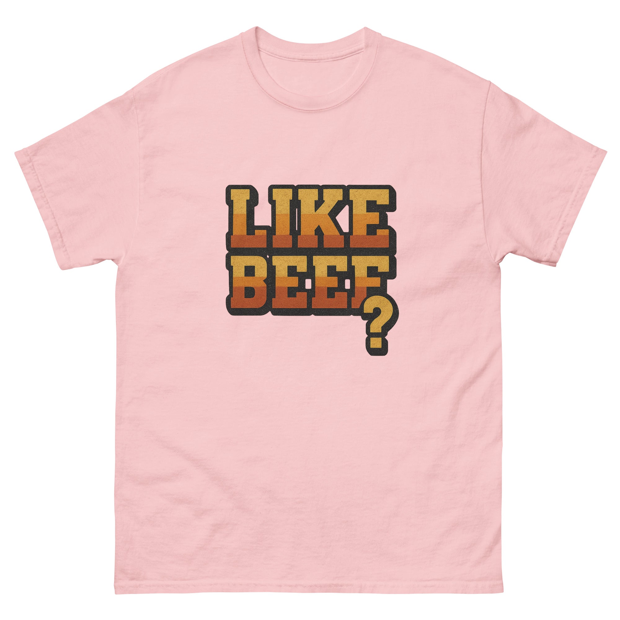 Like Beef Hawaiian t-shirt design on a Light Pink unisex tee